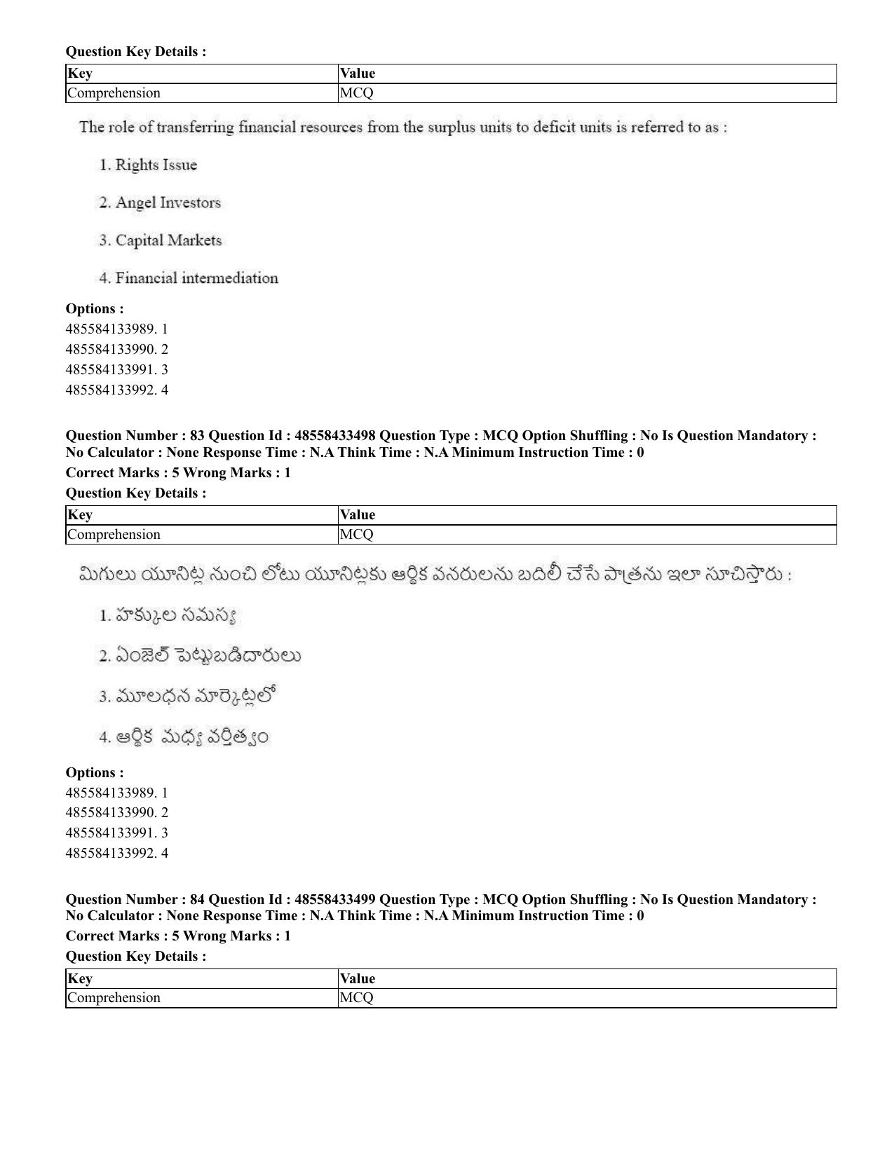 CUET 2023 English Telugu Shift 1 Question Papers - 18 June 2023 - Page 71