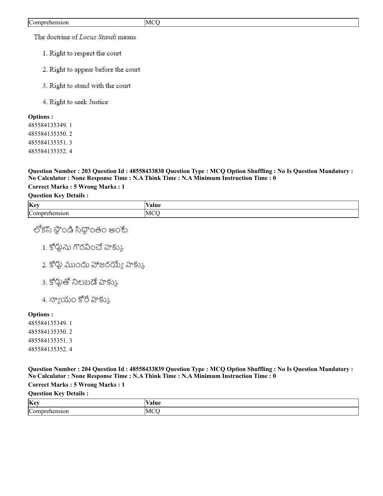 CUET 2023 English Telugu Shift 1 Question Papers - 18 June 2023 - Page 161