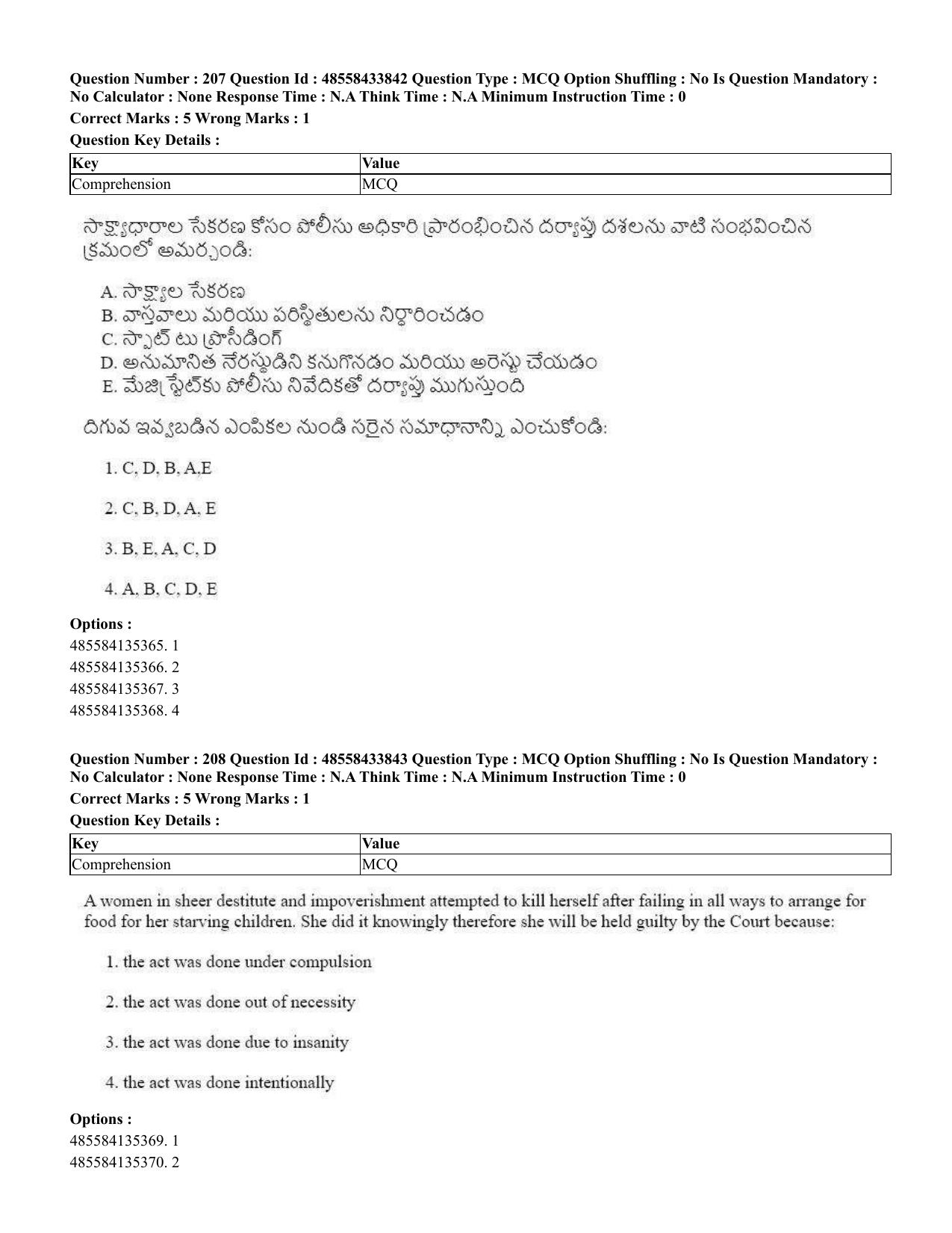 CUET 2023 English Telugu Shift 1 Question Papers - 18 June 2023 - Page 166