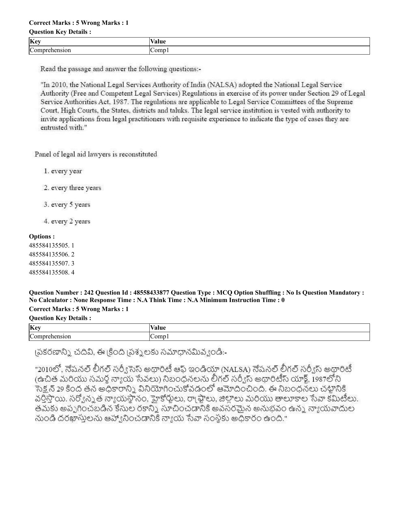 CUET 2023 English Telugu Shift 1 Question Papers - 18 June 2023 - Page 205