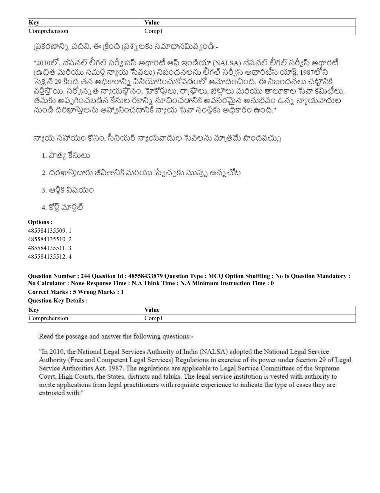 CUET 2023 English Telugu Shift 1 Question Papers - 18 June 2023 - Page 207