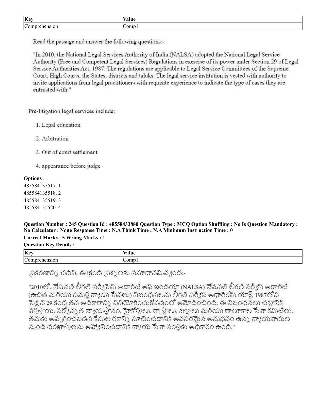 CUET 2023 English Telugu Shift 1 Question Papers - 18 June 2023 - Page 209