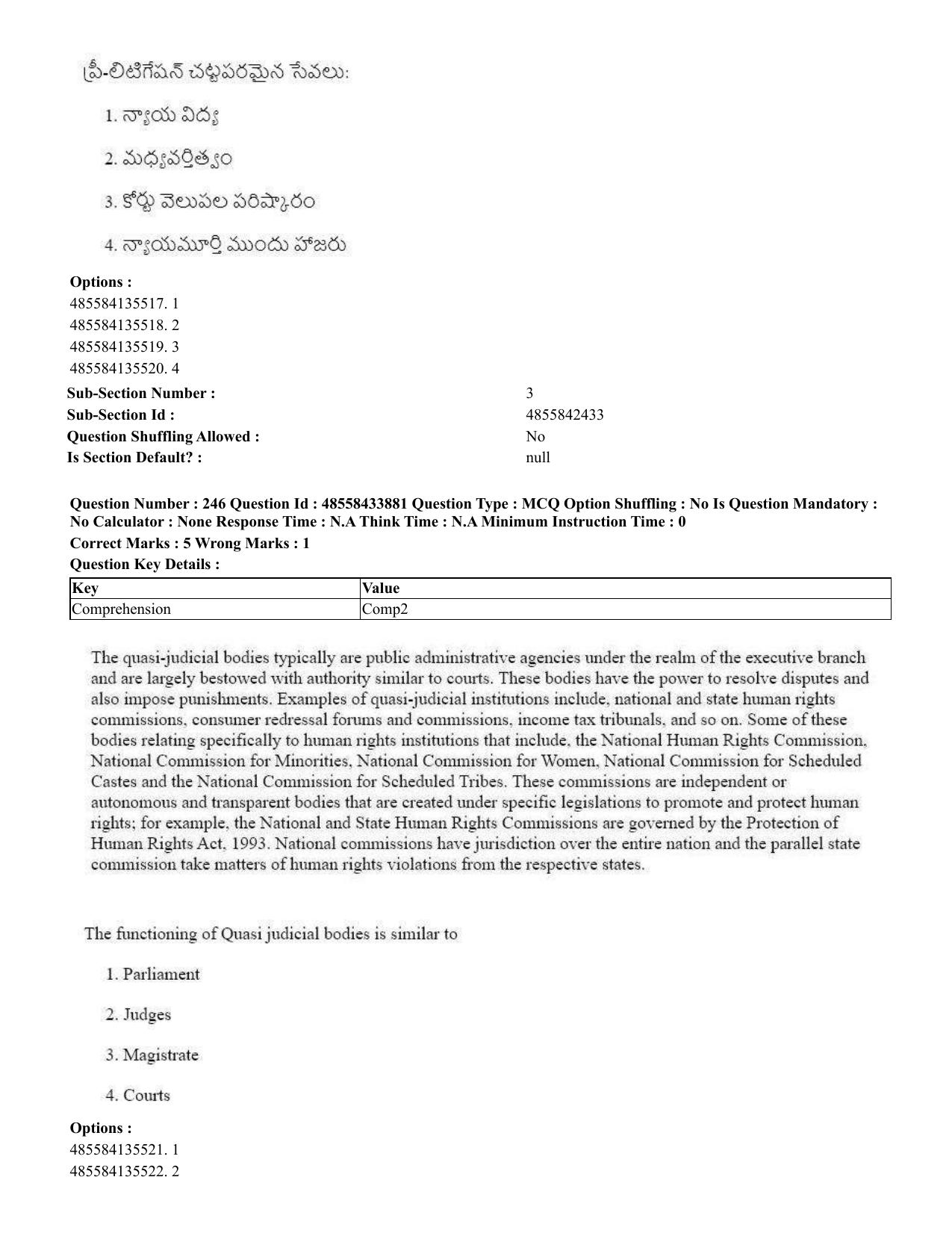 CUET 2023 English Telugu Shift 1 Question Papers - 18 June 2023 - Page 210