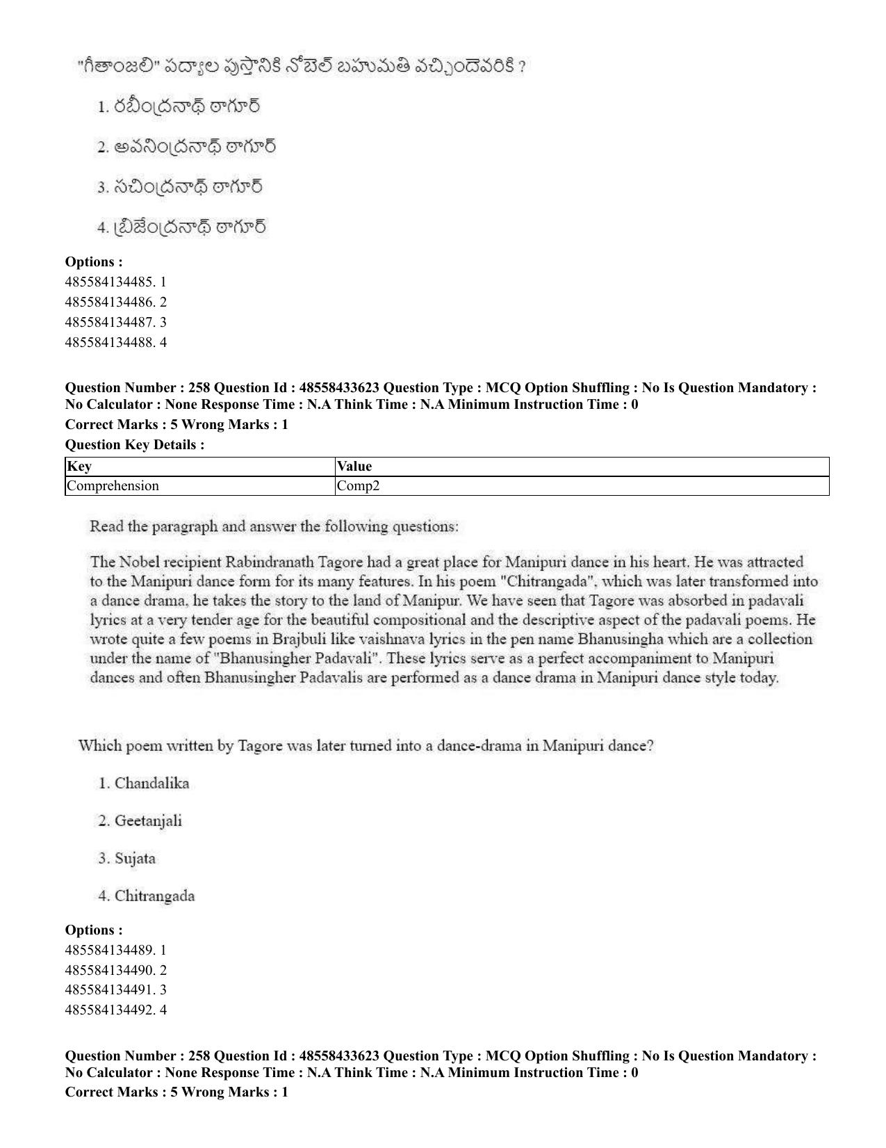 CUET 2023 English Telugu Shift 1 Question Papers - 18 June 2023 - Page 227