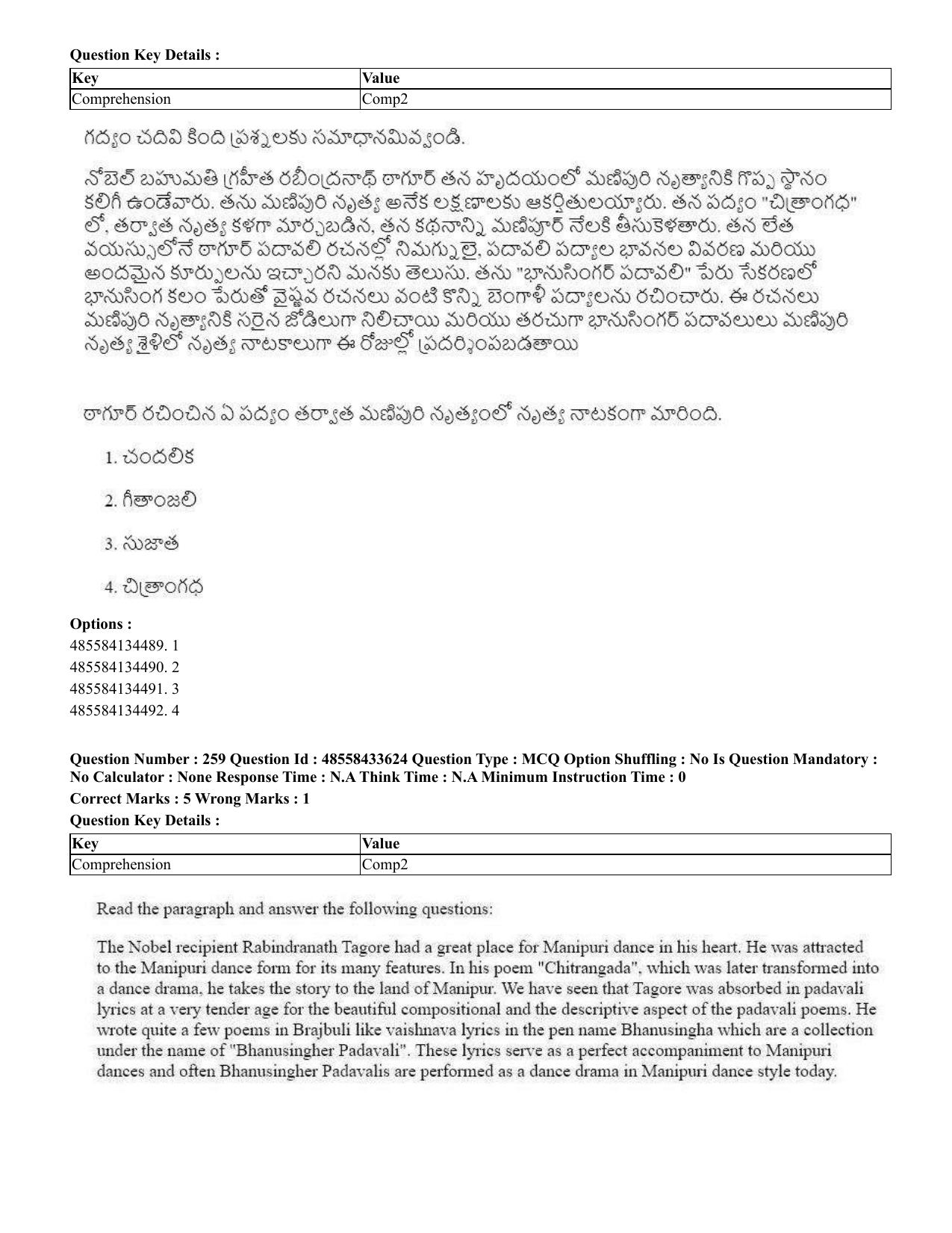 CUET 2023 English Telugu Shift 1 Question Papers - 18 June 2023 - Page 228