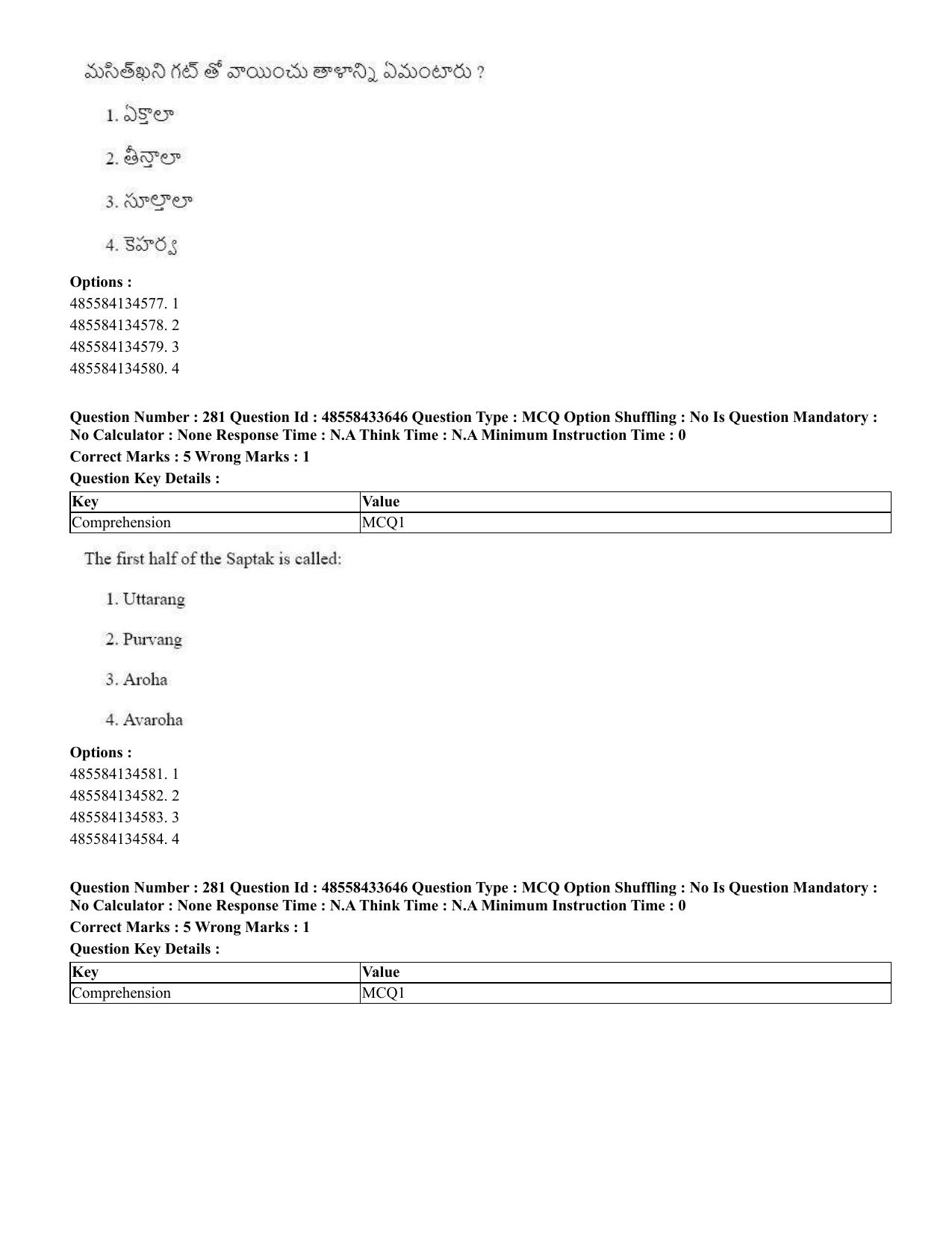CUET 2023 English Telugu Shift 1 Question Papers - 18 June 2023 - Page 259