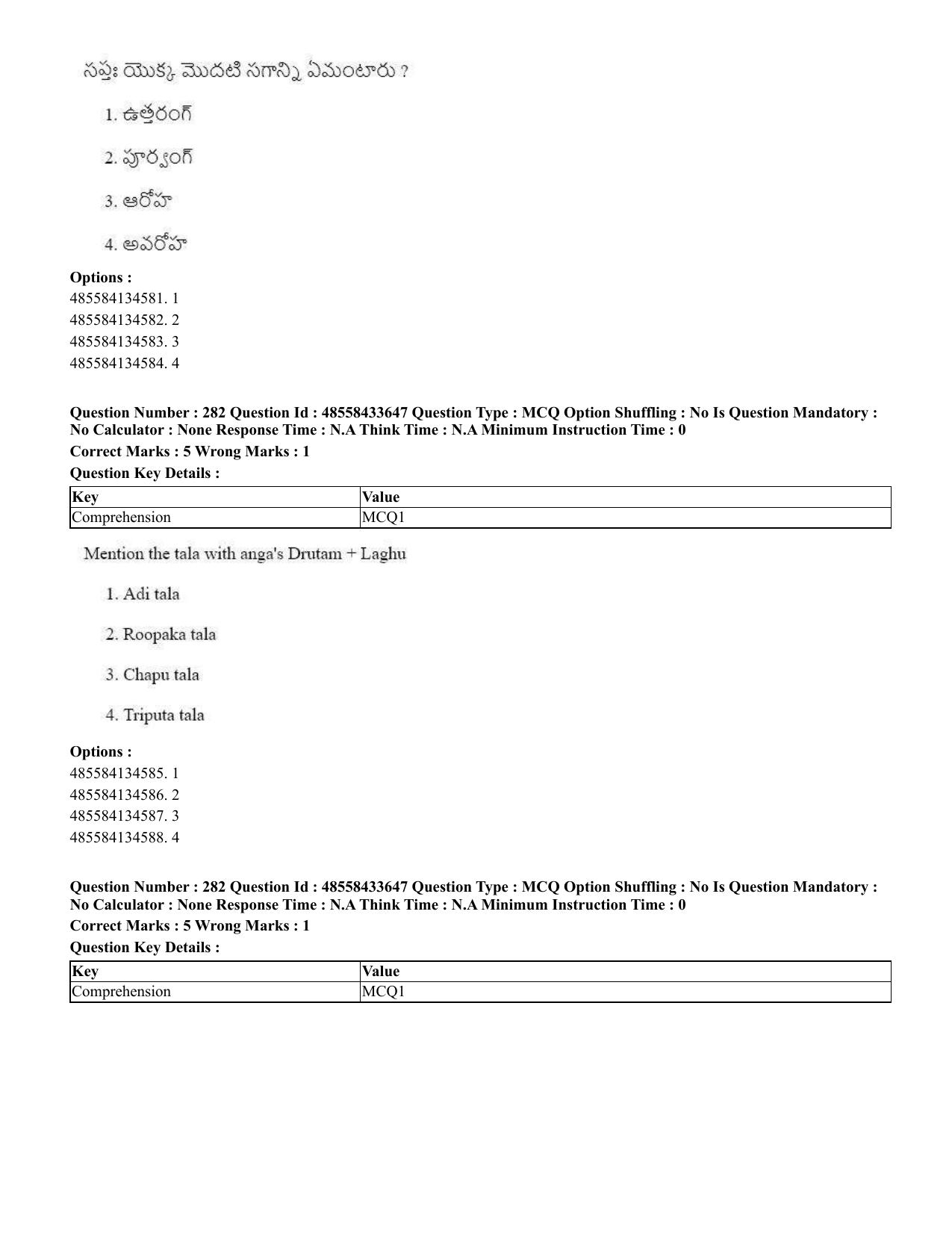 CUET 2023 English Telugu Shift 1 Question Papers - 18 June 2023 - Page 260