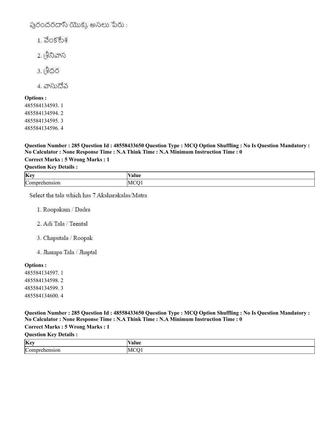 CUET 2023 English Telugu Shift 1 Question Papers - 18 June 2023 - Page 263