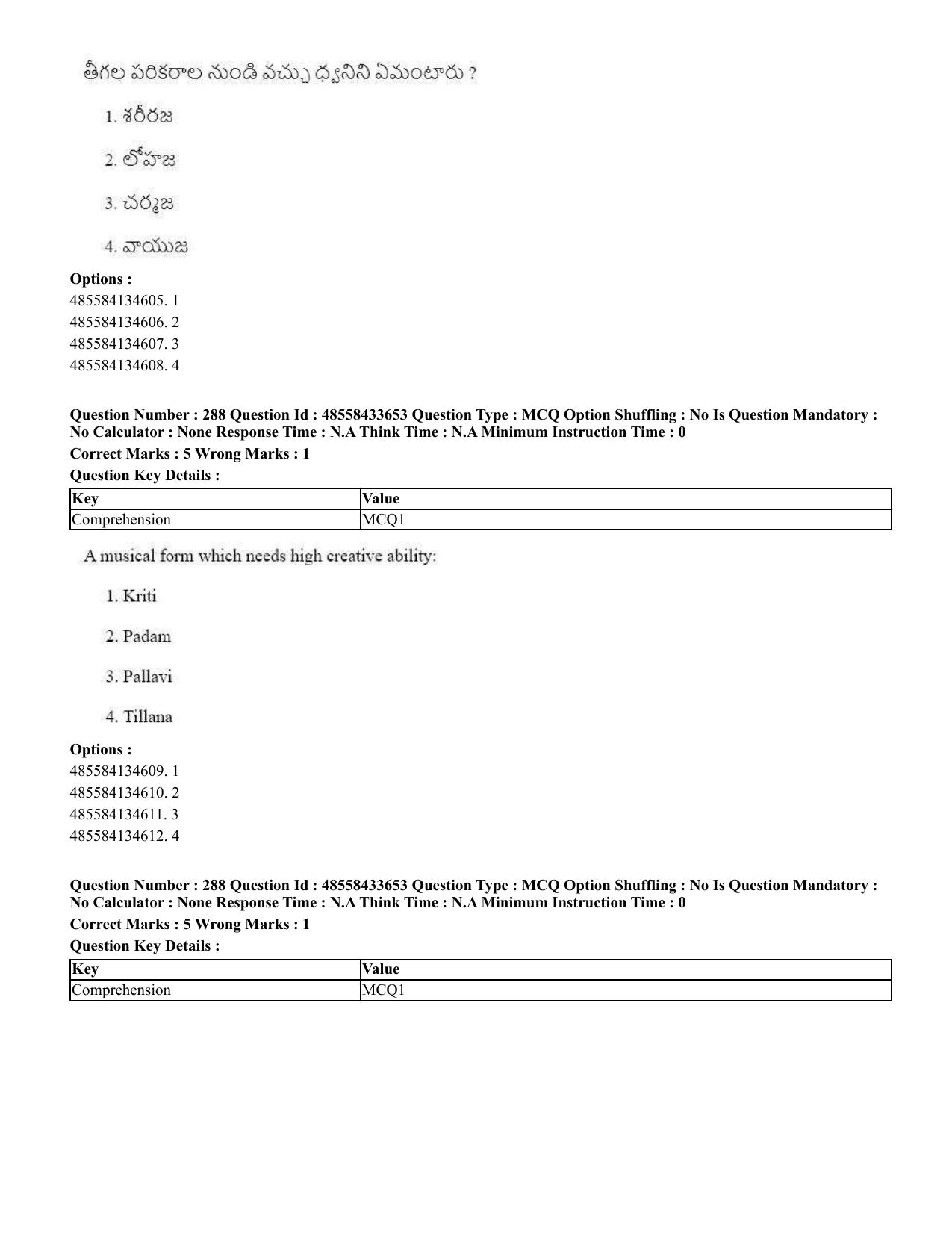 CUET 2023 English Telugu Shift 1 Question Papers - 18 June 2023 - Page 266