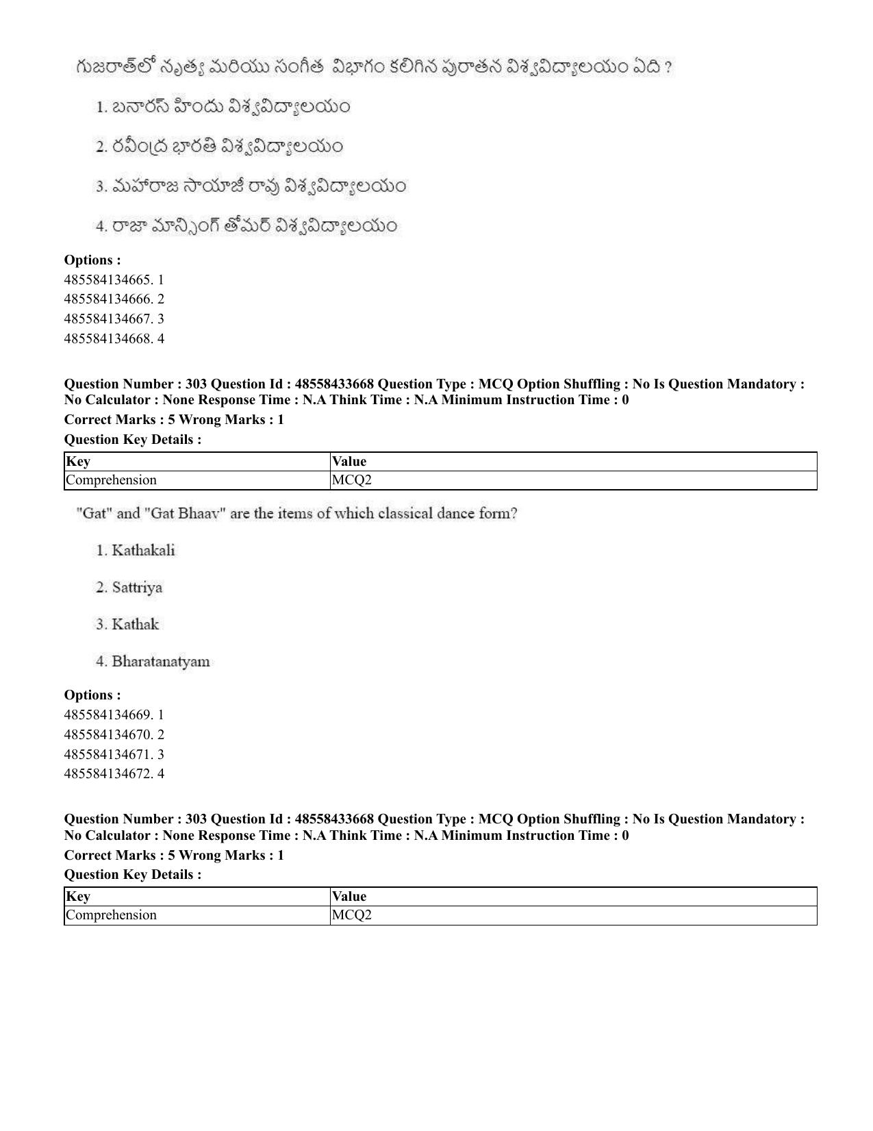CUET 2023 English Telugu Shift 1 Question Papers - 18 June 2023 - Page 283