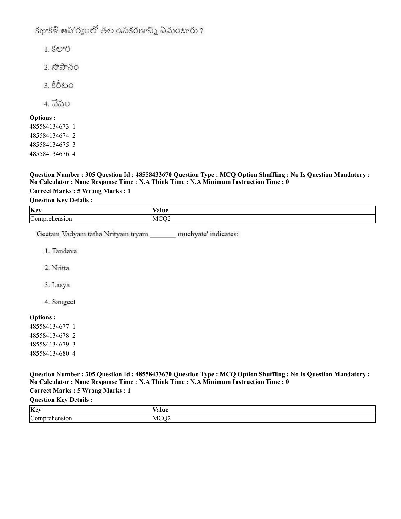 CUET 2023 English Telugu Shift 1 Question Papers - 18 June 2023 - Page 285