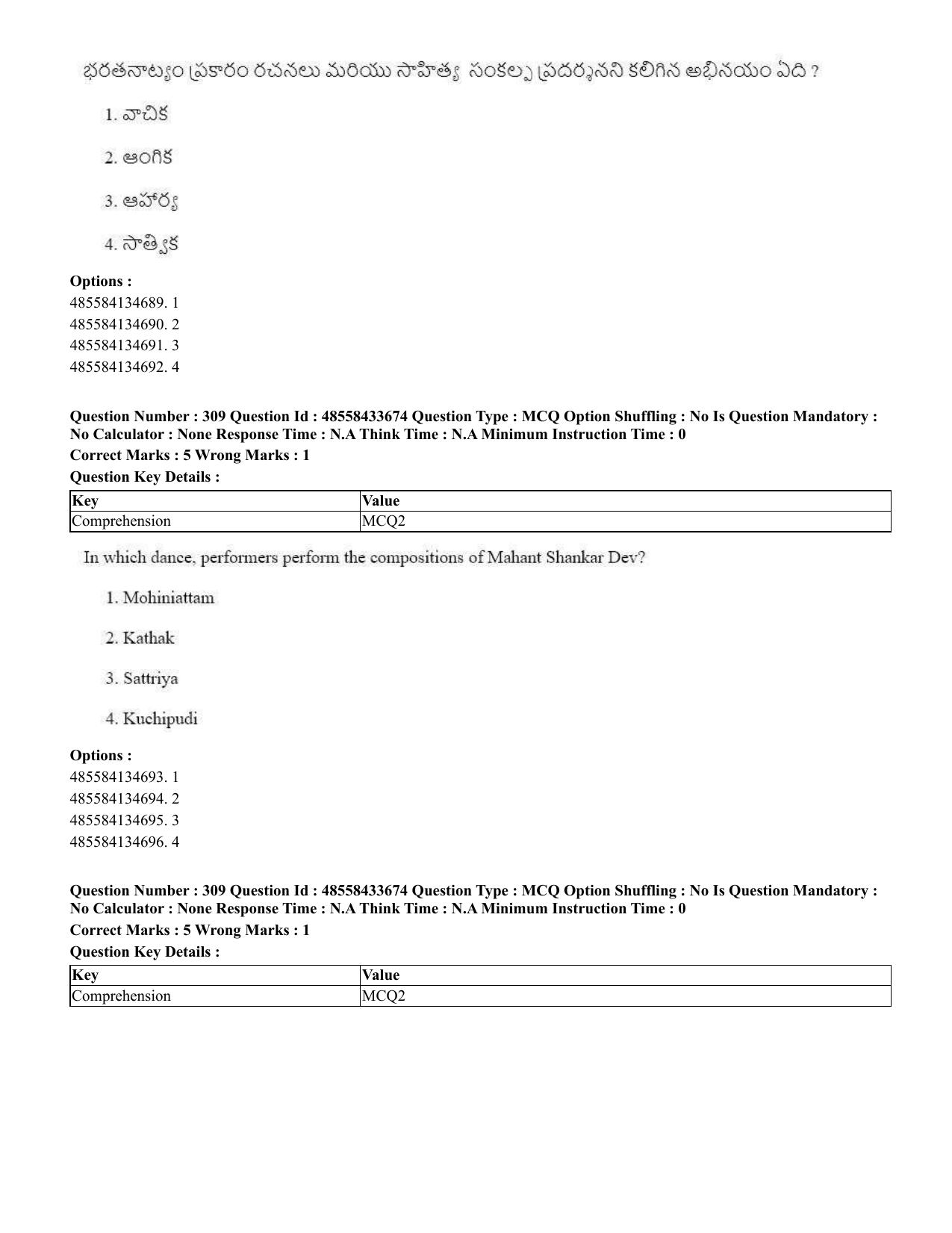 CUET 2023 English Telugu Shift 1 Question Papers - 18 June 2023 - Page 289