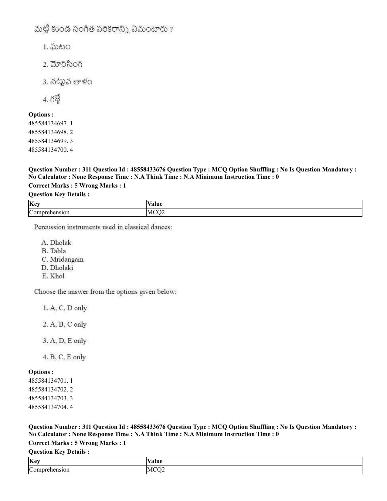 CUET 2023 English Telugu Shift 1 Question Papers - 18 June 2023 - Page 291
