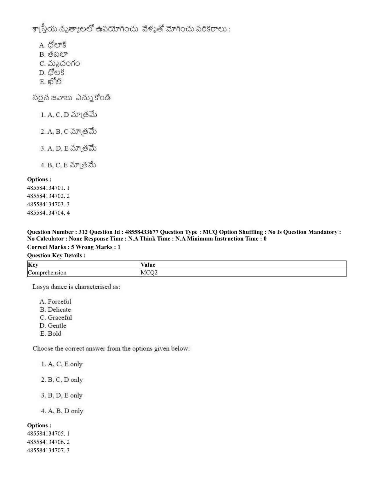 CUET 2023 English Telugu Shift 1 Question Papers - 18 June 2023 - Page 292