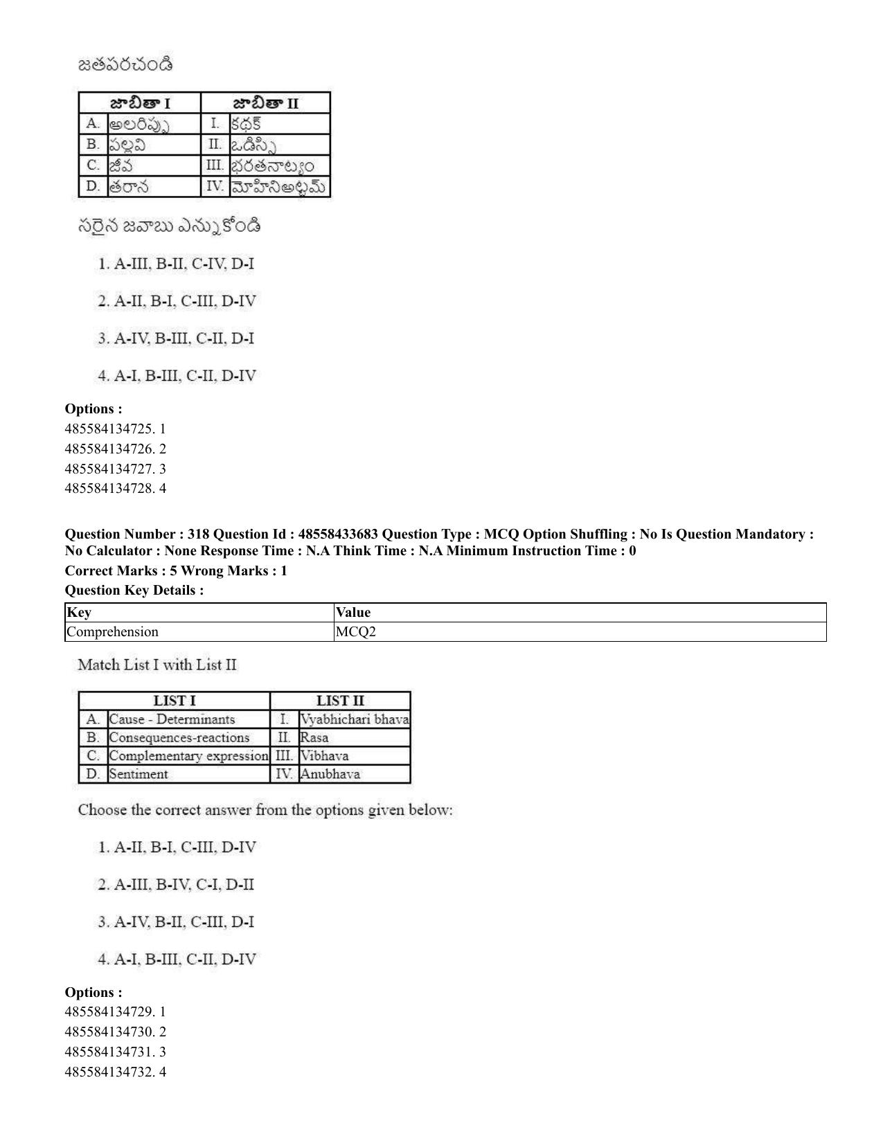 CUET 2023 English Telugu Shift 1 Question Papers - 18 June 2023 - Page 300