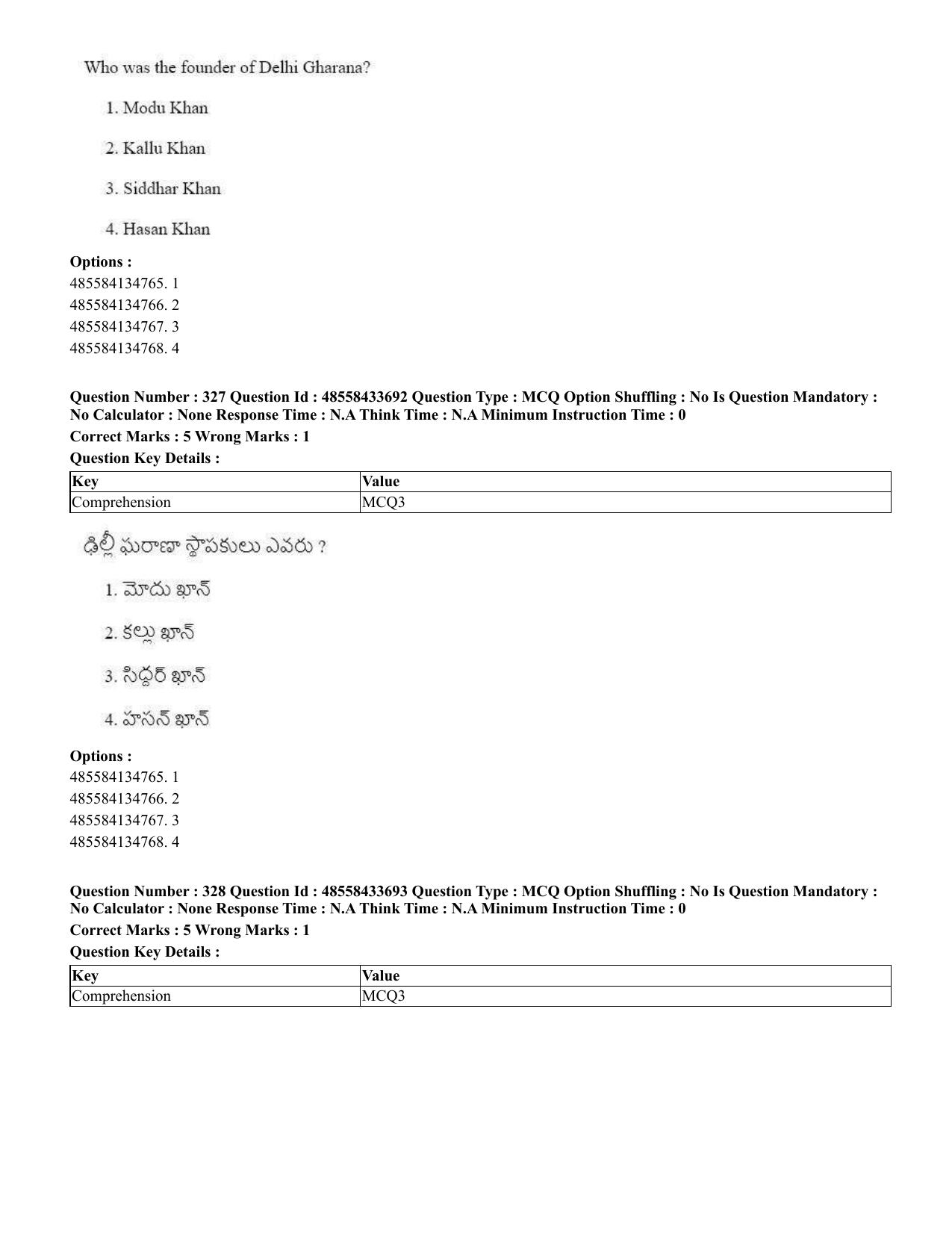 CUET 2023 English Telugu Shift 1 Question Papers - 18 June 2023 - Page 311