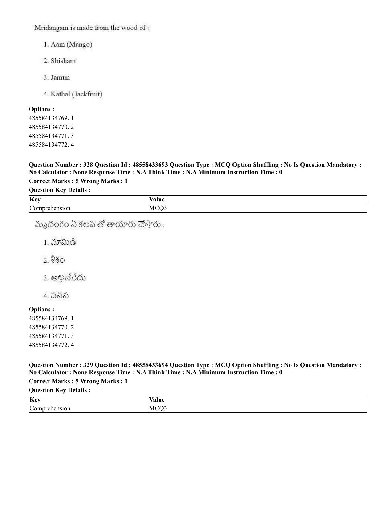 CUET 2023 English Telugu Shift 1 Question Papers - 18 June 2023 - Page 312