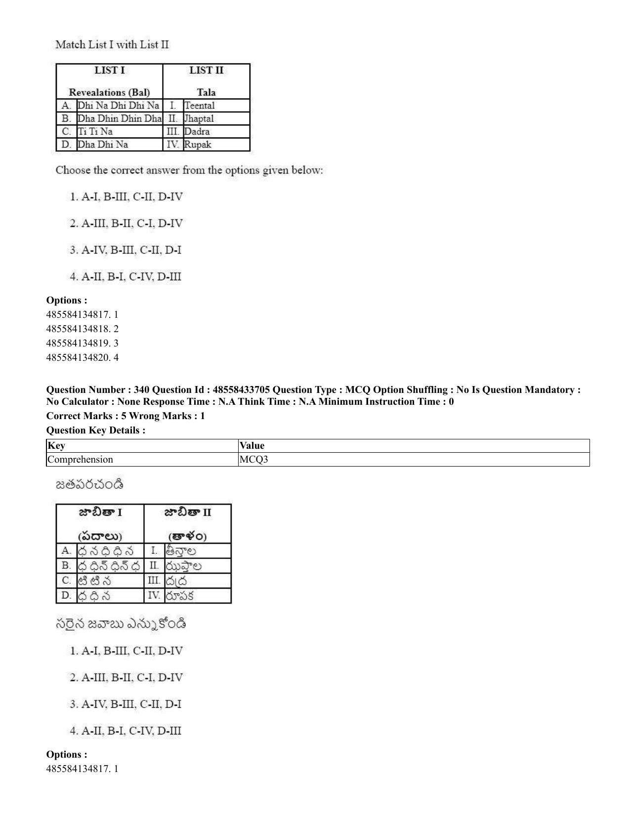 CUET 2023 English Telugu Shift 1 Question Papers - 18 June 2023 - Page 324