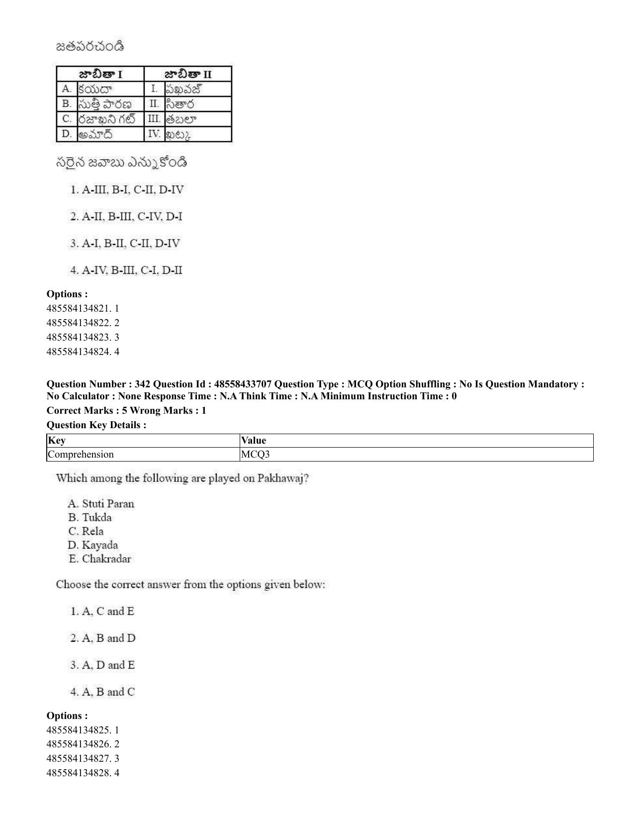 CUET 2023 English Telugu Shift 1 Question Papers - 18 June 2023 - Page 326