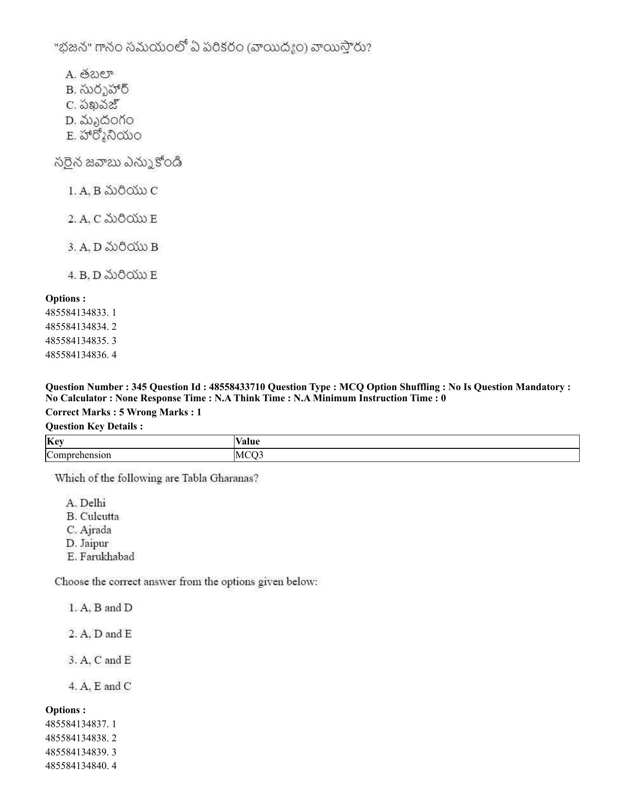 CUET 2023 English Telugu Shift 1 Question Papers - 18 June 2023 - Page 330