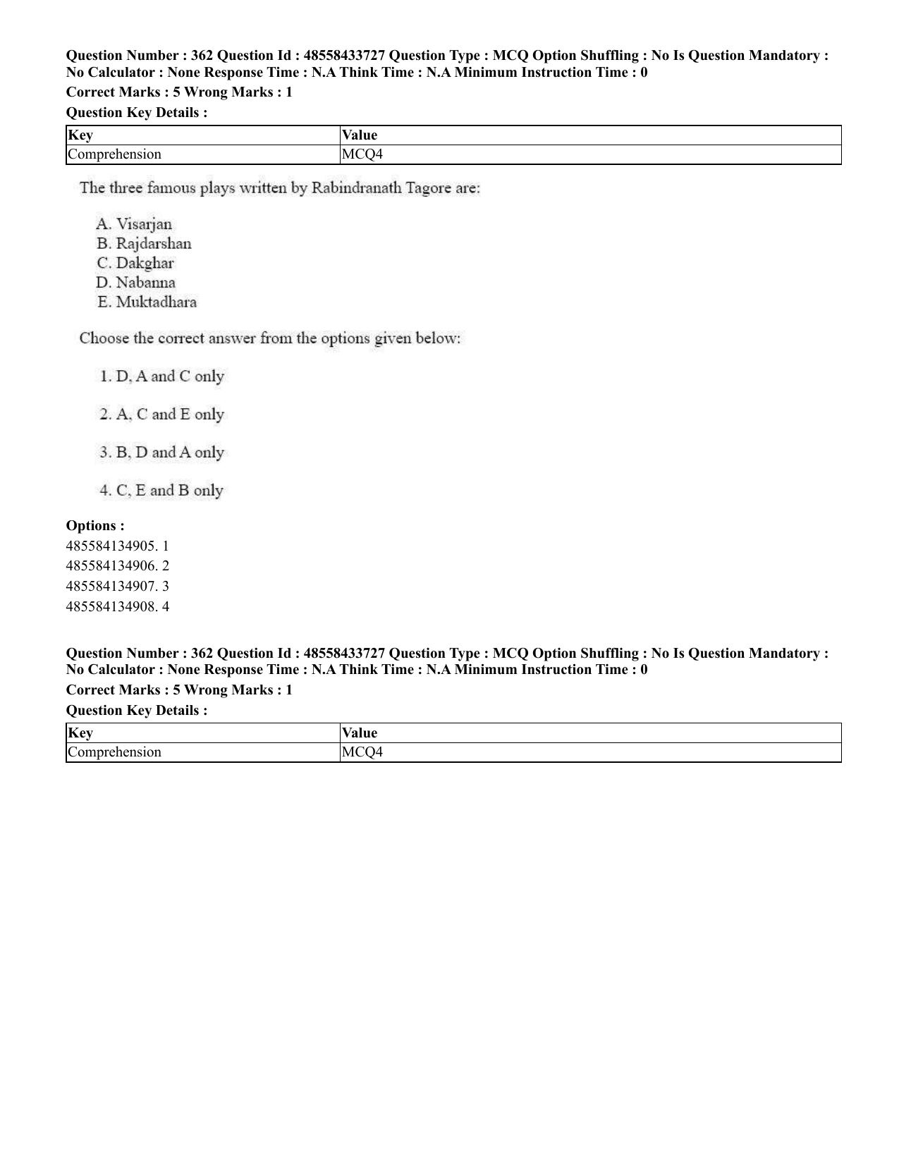 CUET 2023 English Telugu Shift 1 Question Papers - 18 June 2023 - Page 348