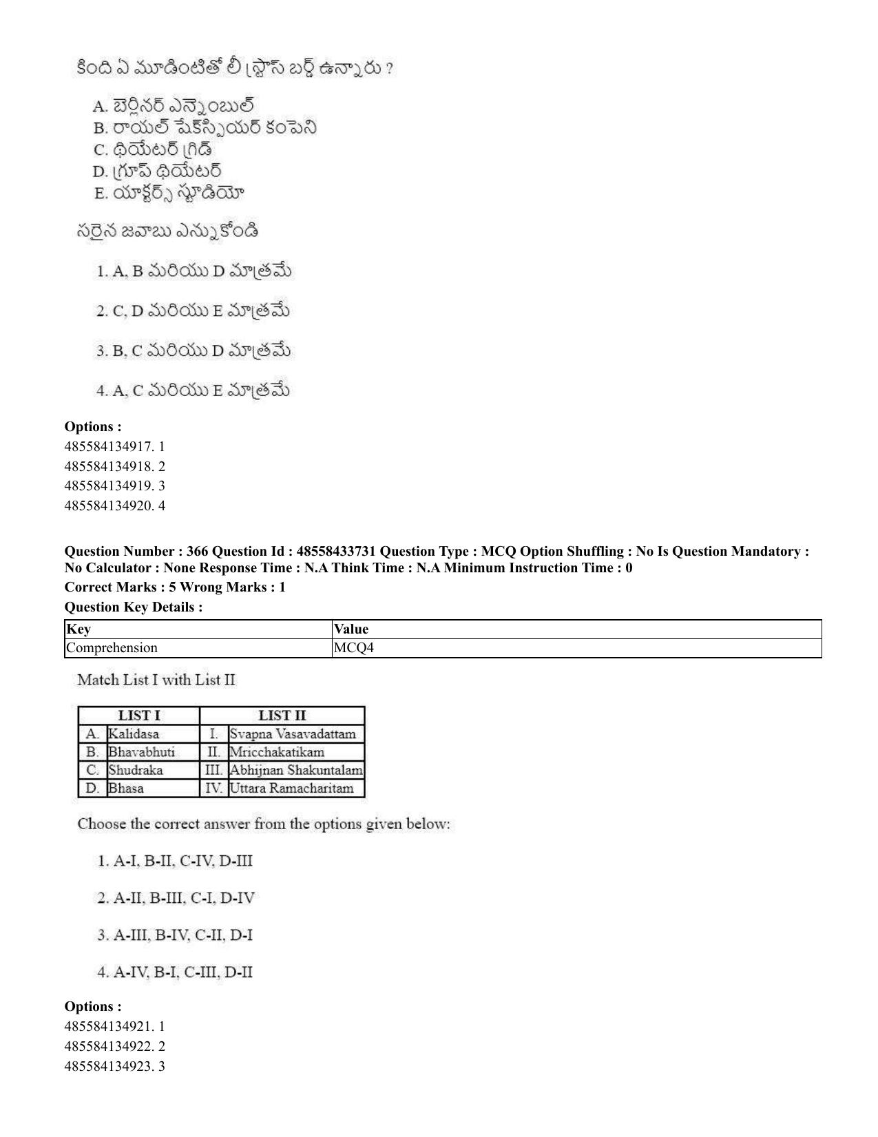 CUET 2023 English Telugu Shift 1 Question Papers - 18 June 2023 - Page 353