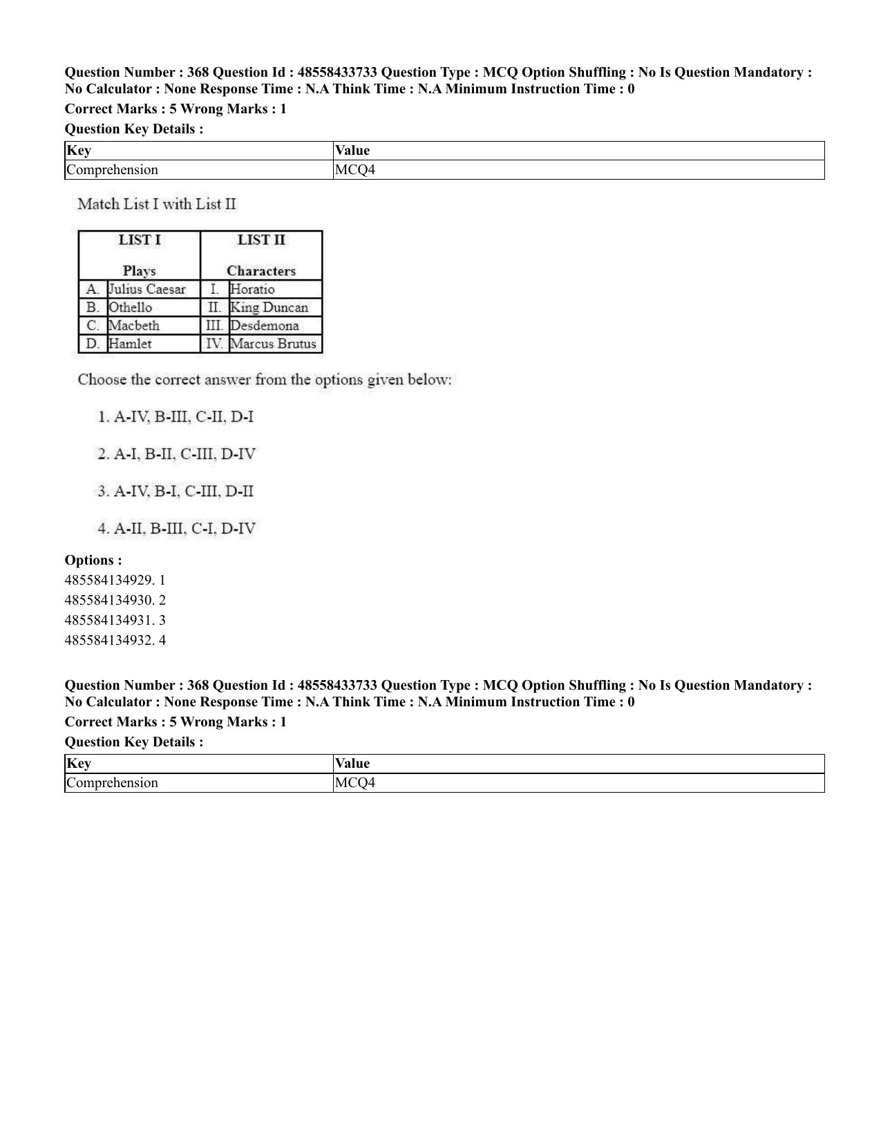 CUET 2023 English Telugu Shift 1 Question Papers - 18 June 2023 - Page 356