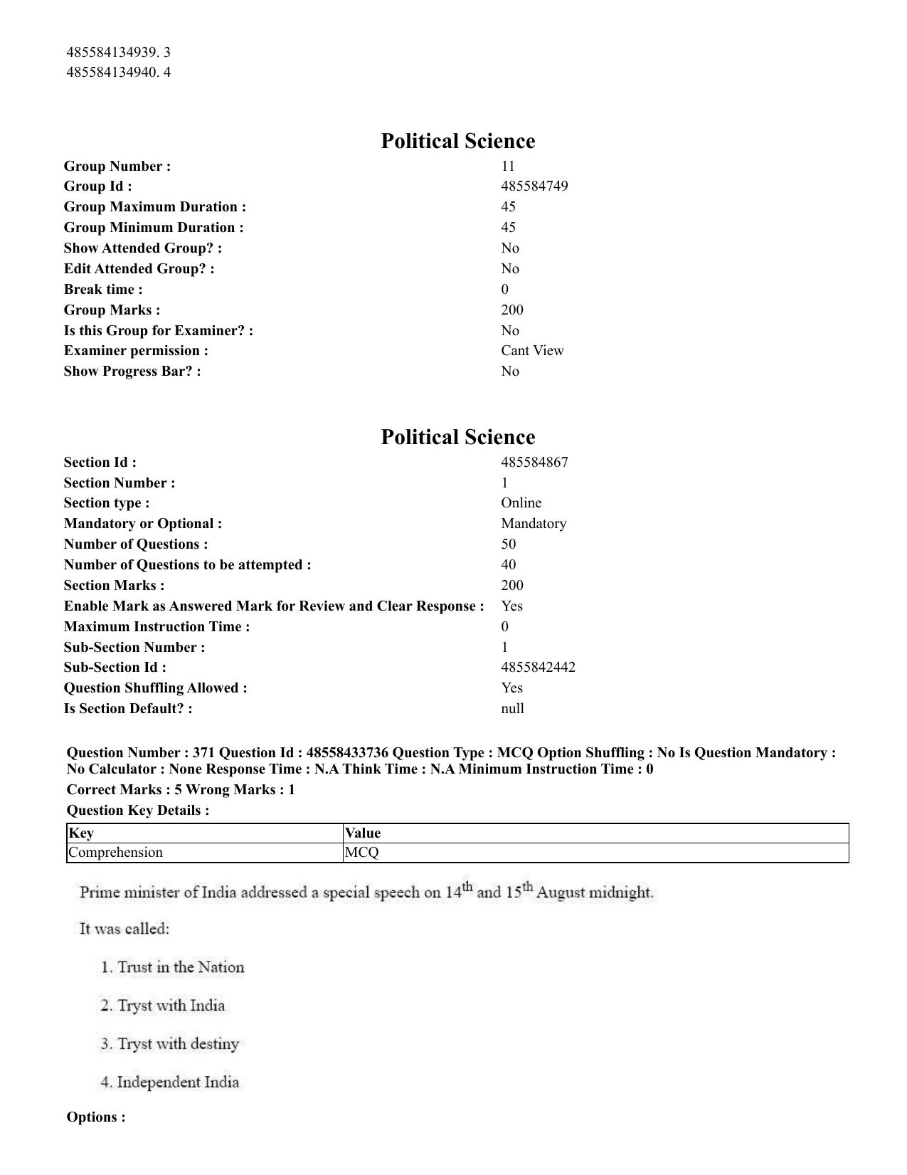 CUET 2023 English Telugu Shift 1 Question Papers - 18 June 2023 - Page 360