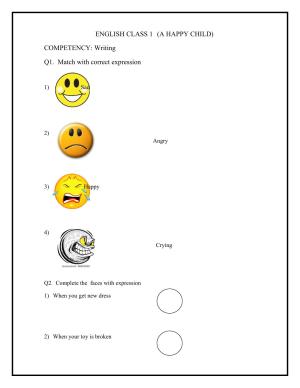 Worksheet for Class 1 English Assignment 21 A happy Child
