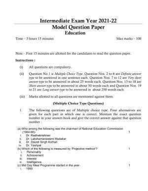 UP Board Class 12 Education Model Papers 2023