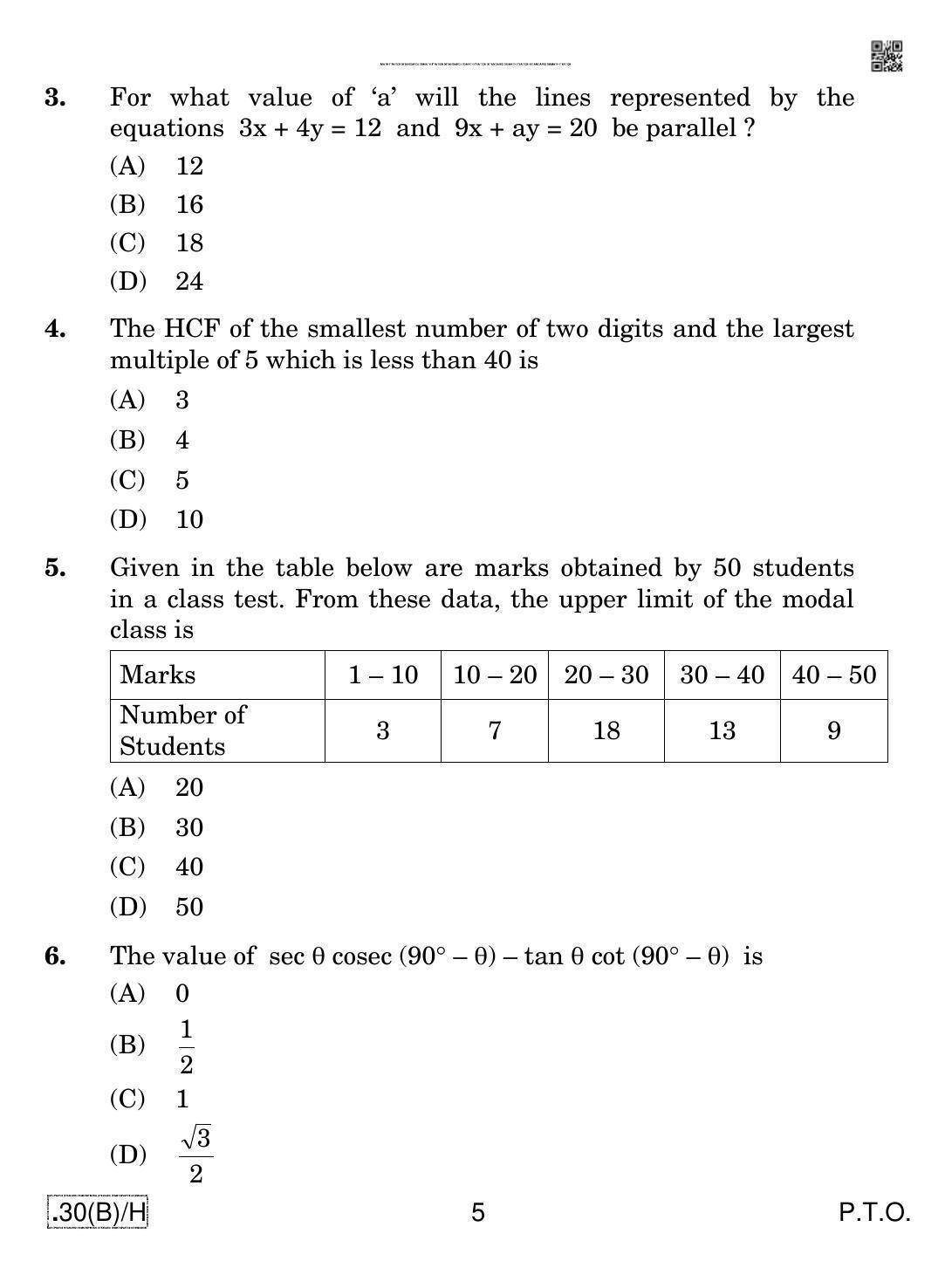 CBSE Class 10 30(B)-C - Maths (Std.) For Blind Candidates 2020 Compartment Question Paper - Page 5