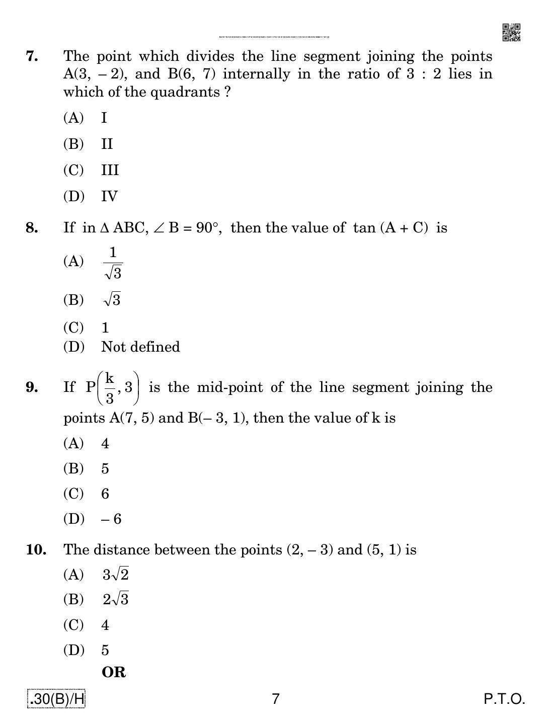 CBSE Class 10 30(B)-C - Maths (Std.) For Blind Candidates 2020 Compartment Question Paper - Page 7