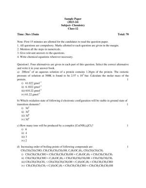 UP Board Class 12 Chemistry Model Papers 2024
