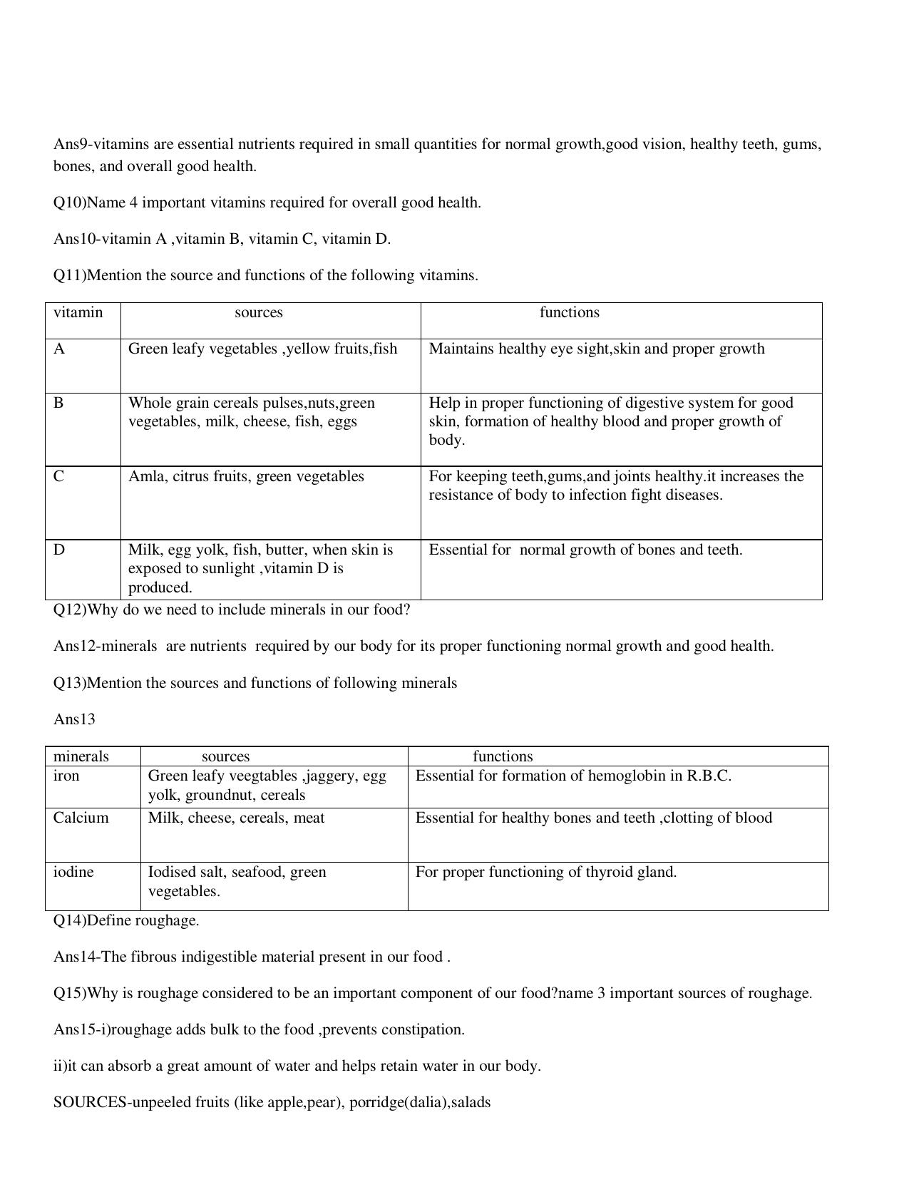 CBSE Worksheets for Class 6 Science Components of Food Assignment 2 - Page 2