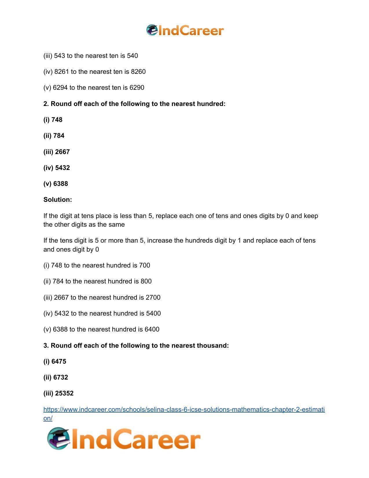 Selina Class 6 ICSE Solutions Mathematics : Chapter 2- Estimation - Page 3