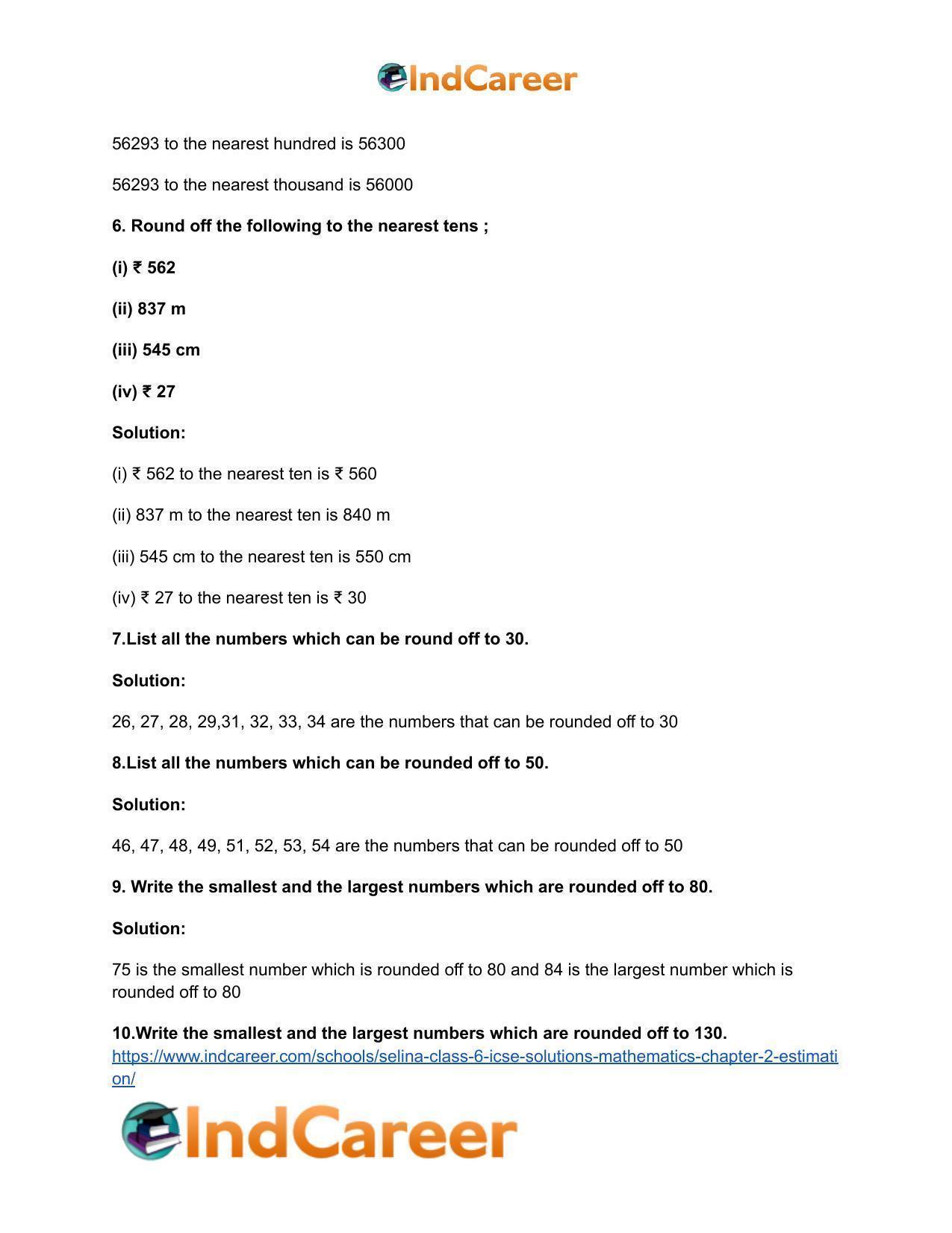 Selina Class 6 ICSE Solutions Mathematics : Chapter 2- Estimation - Page 6