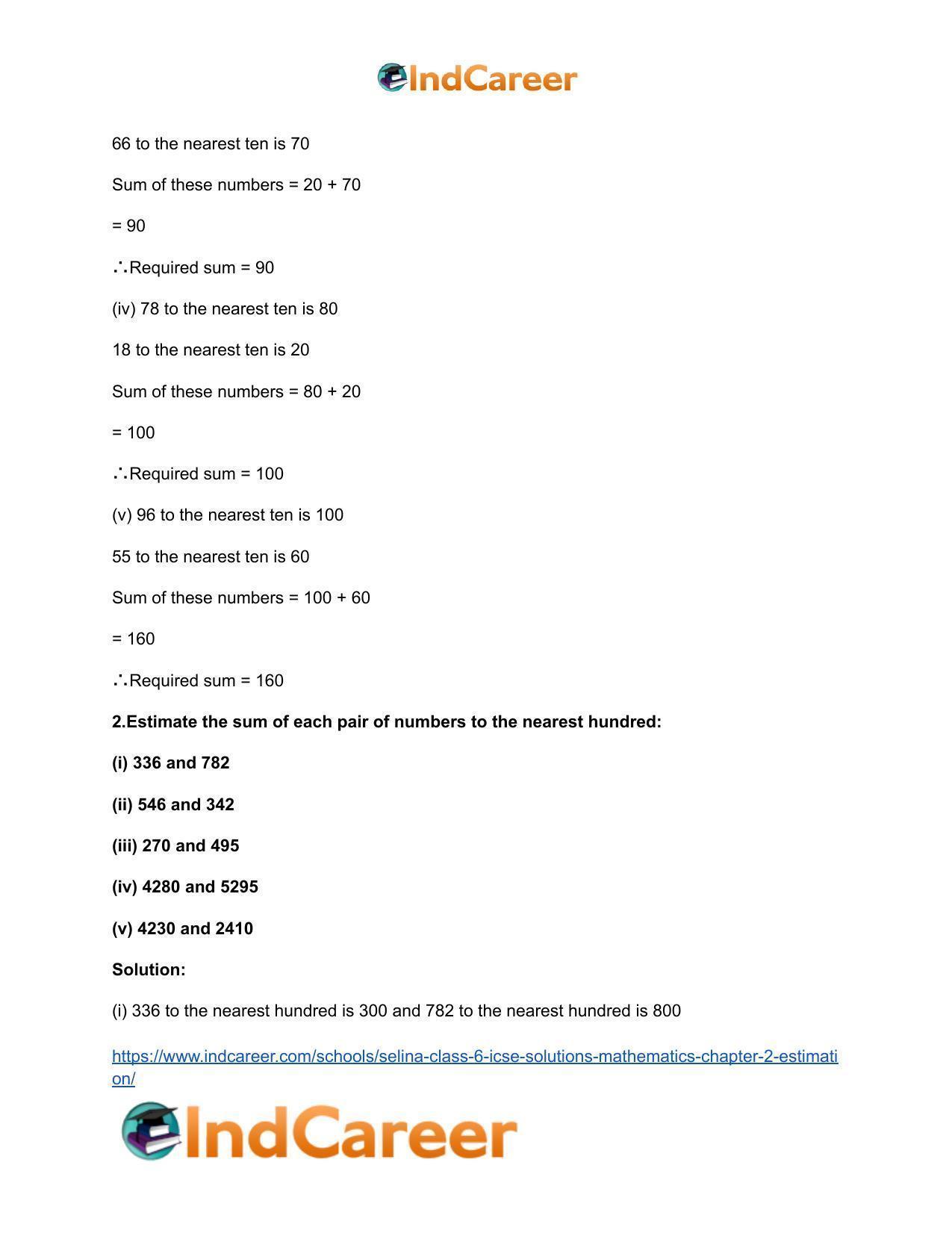 Selina Class 6 ICSE Solutions Mathematics : Chapter 2- Estimation - Page 8