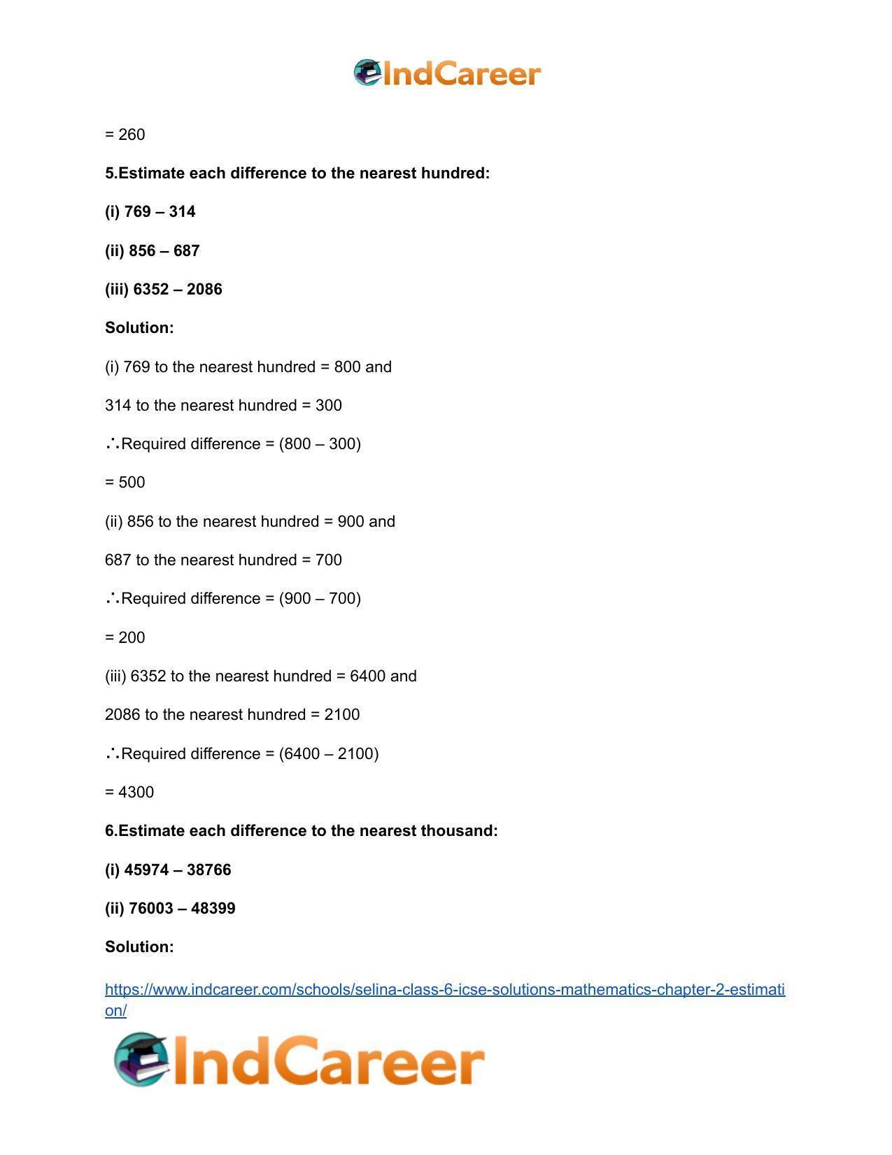 Selina Class 6 ICSE Solutions Mathematics : Chapter 2- Estimation - Page 11