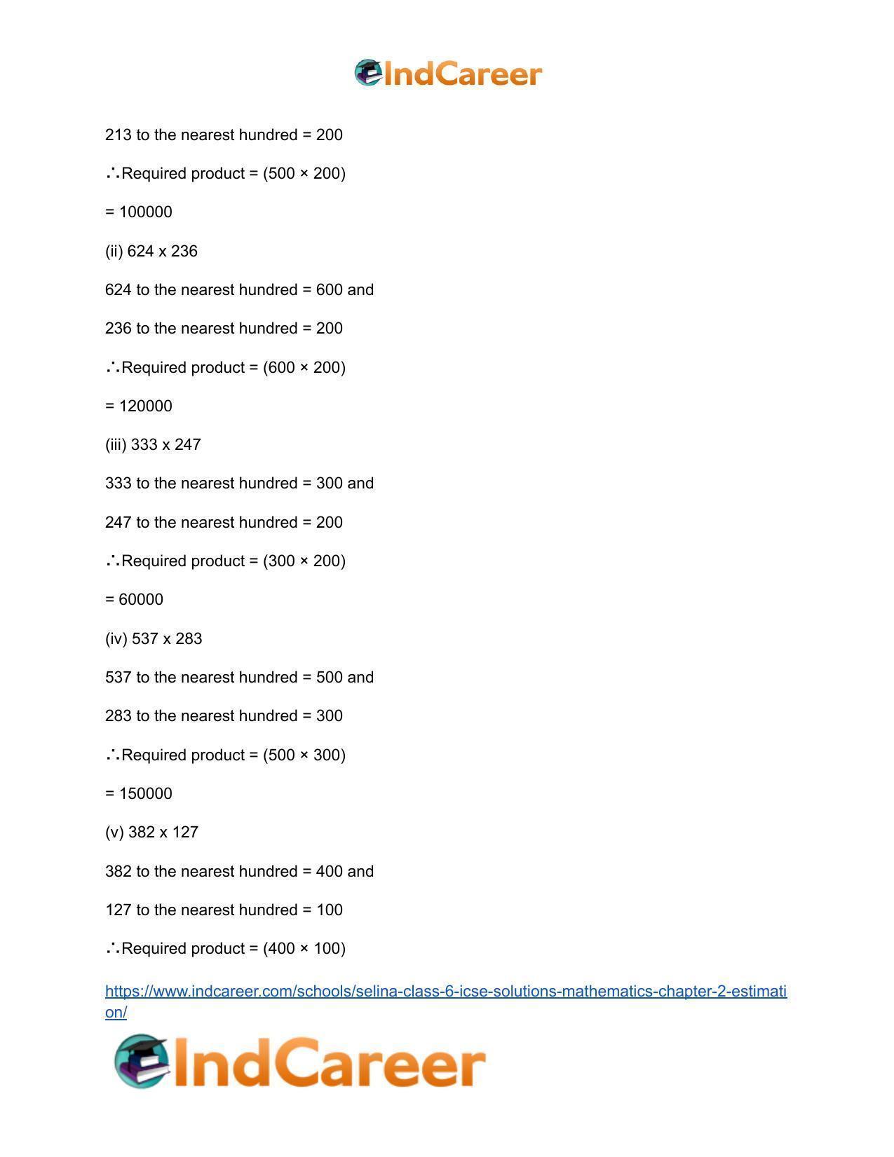 Selina Class 6 ICSE Solutions Mathematics : Chapter 2- Estimation - Page 14