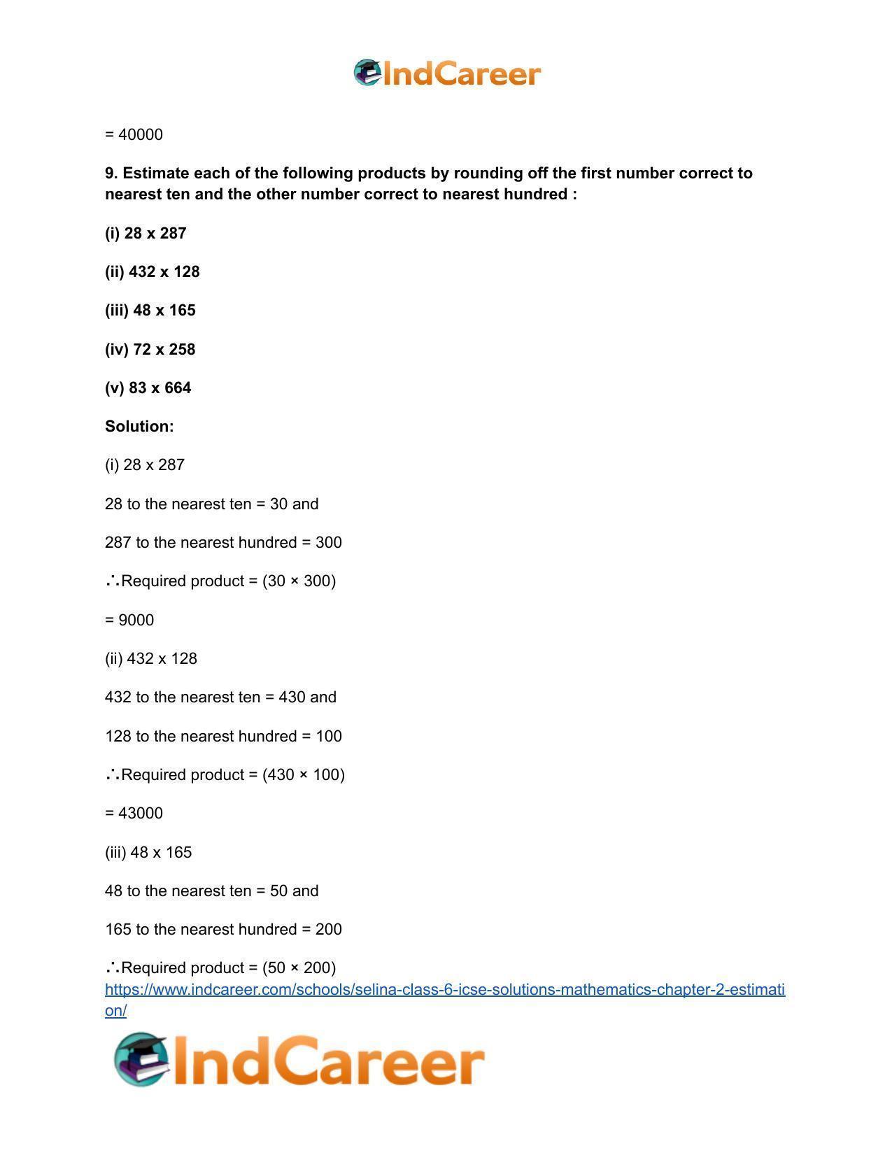 Selina Class 6 ICSE Solutions Mathematics : Chapter 2- Estimation - Page 15