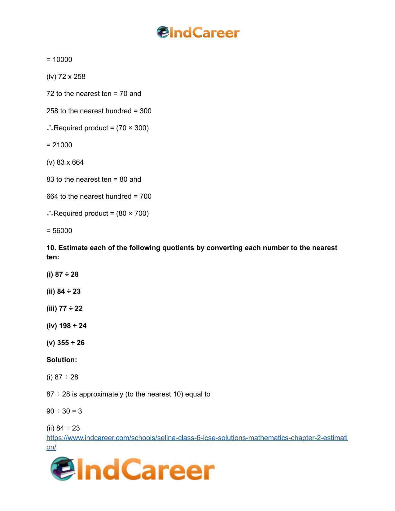Selina Class 6 ICSE Solutions Mathematics : Chapter 2- Estimation - Page 16