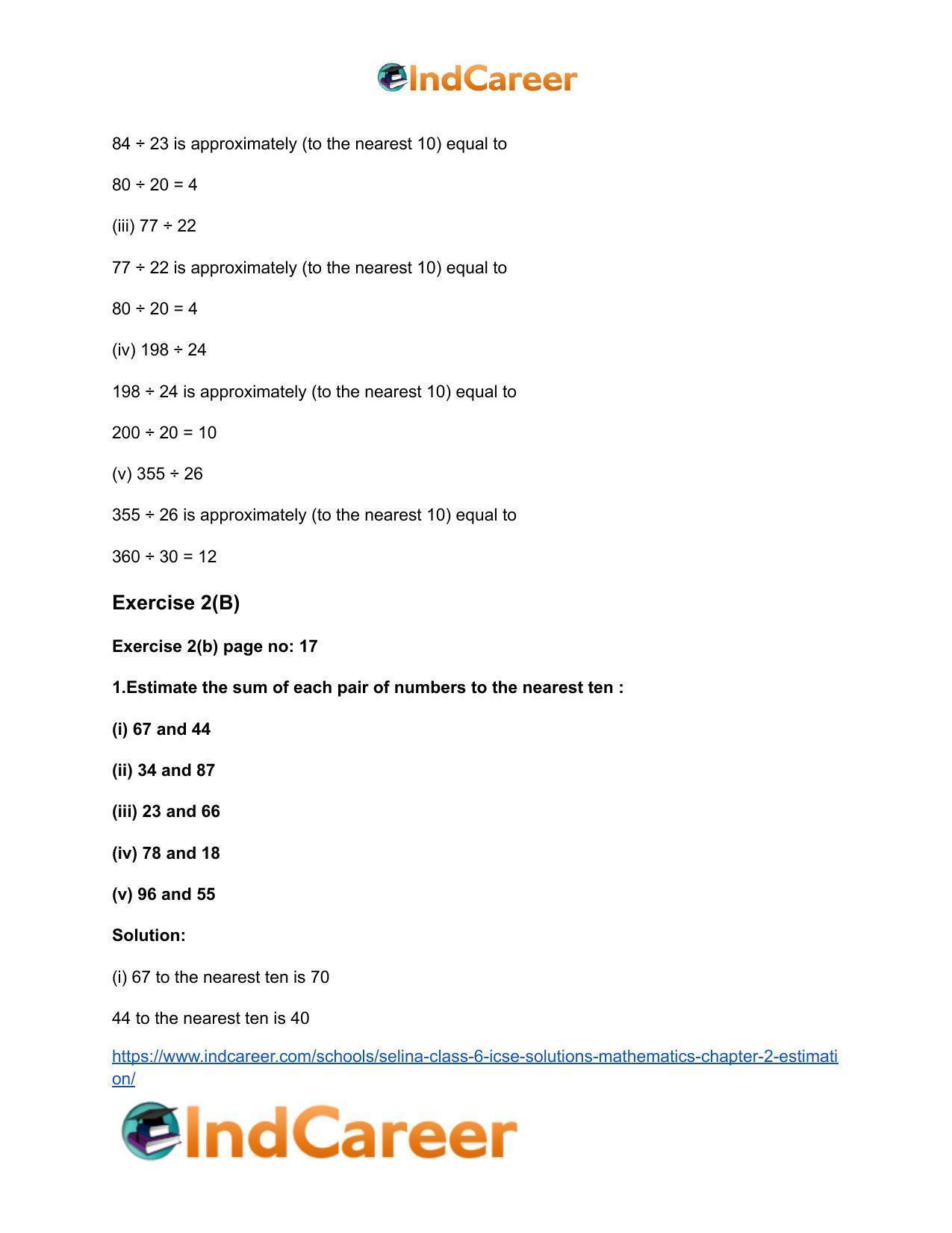 Selina Class 6 ICSE Solutions Mathematics : Chapter 2- Estimation - Page 17