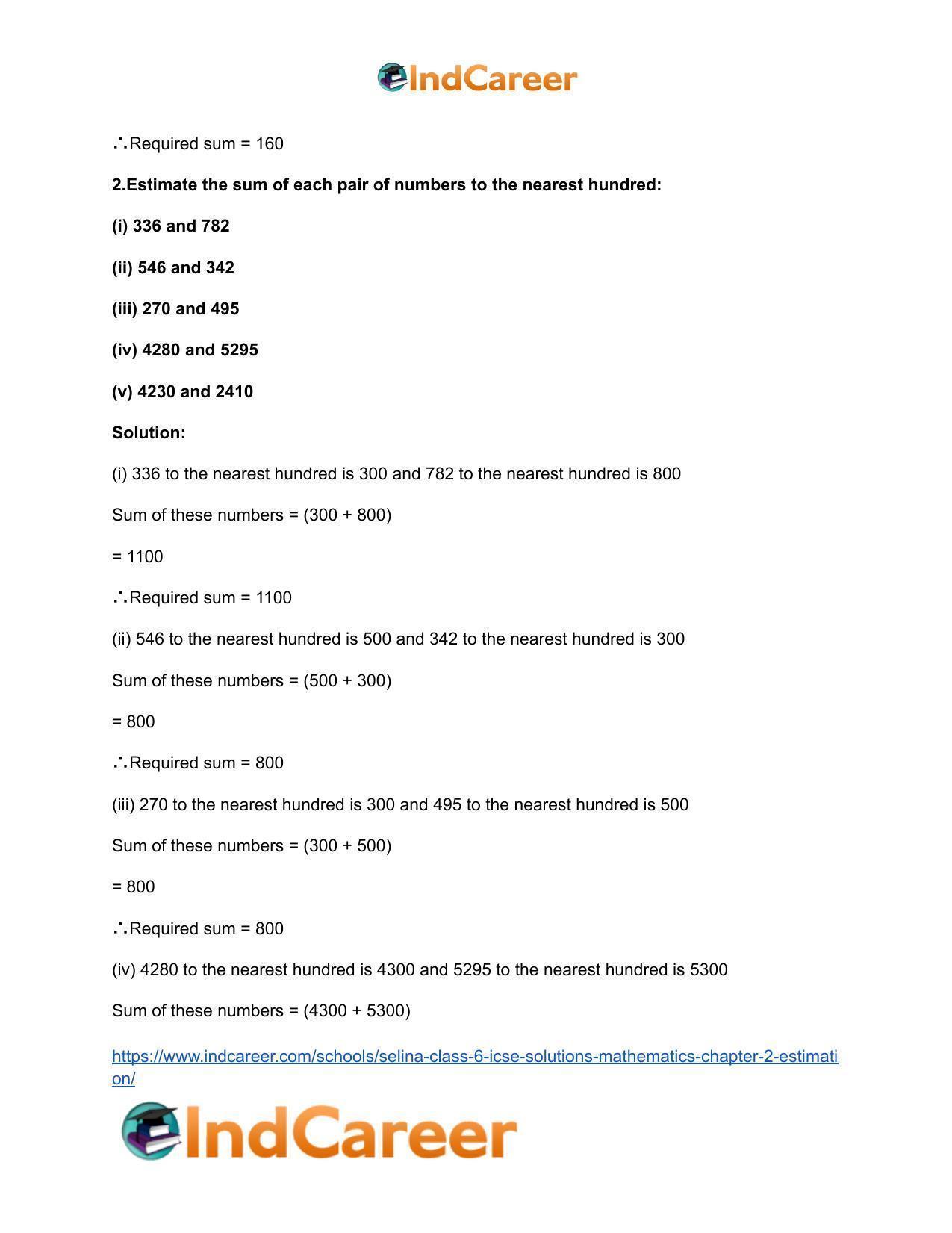 Selina Class 6 ICSE Solutions Mathematics : Chapter 2- Estimation - Page 19