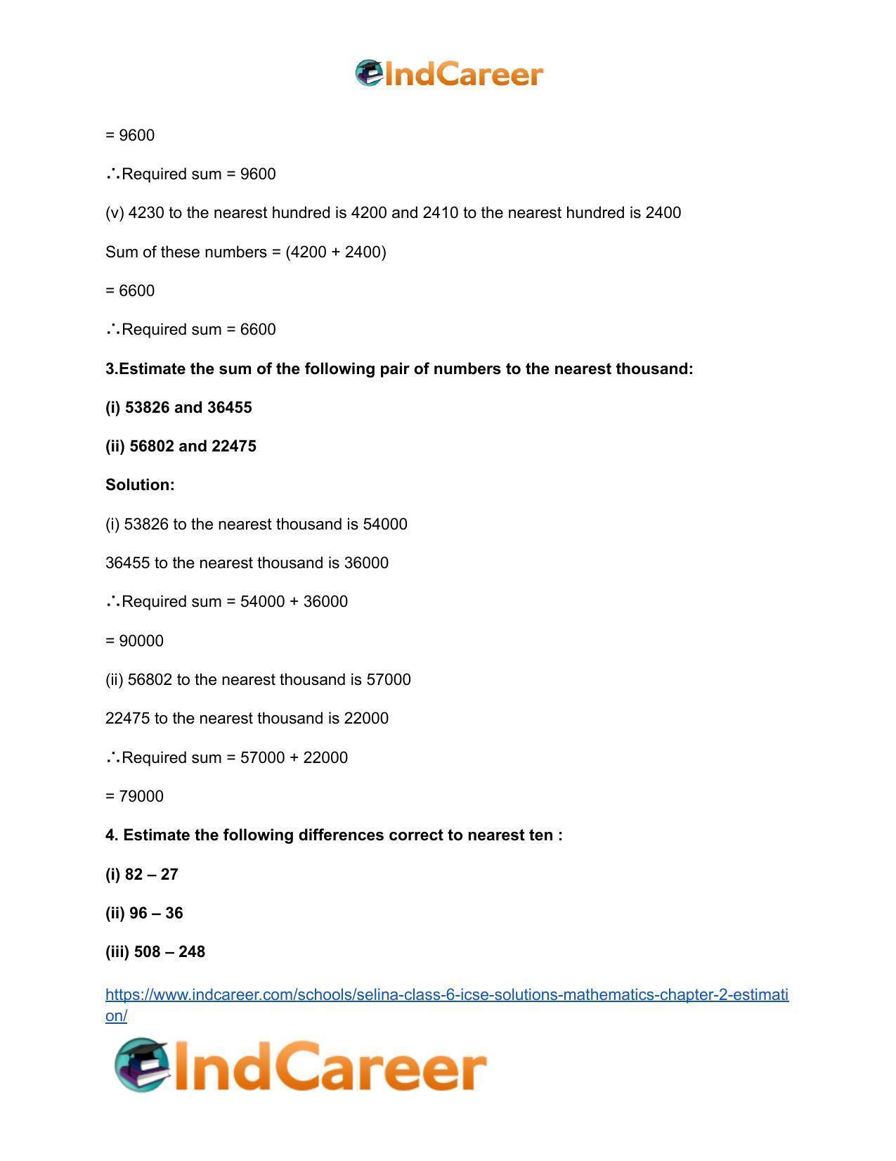 Selina Class 6 ICSE Solutions Mathematics : Chapter 2- Estimation - Page 20