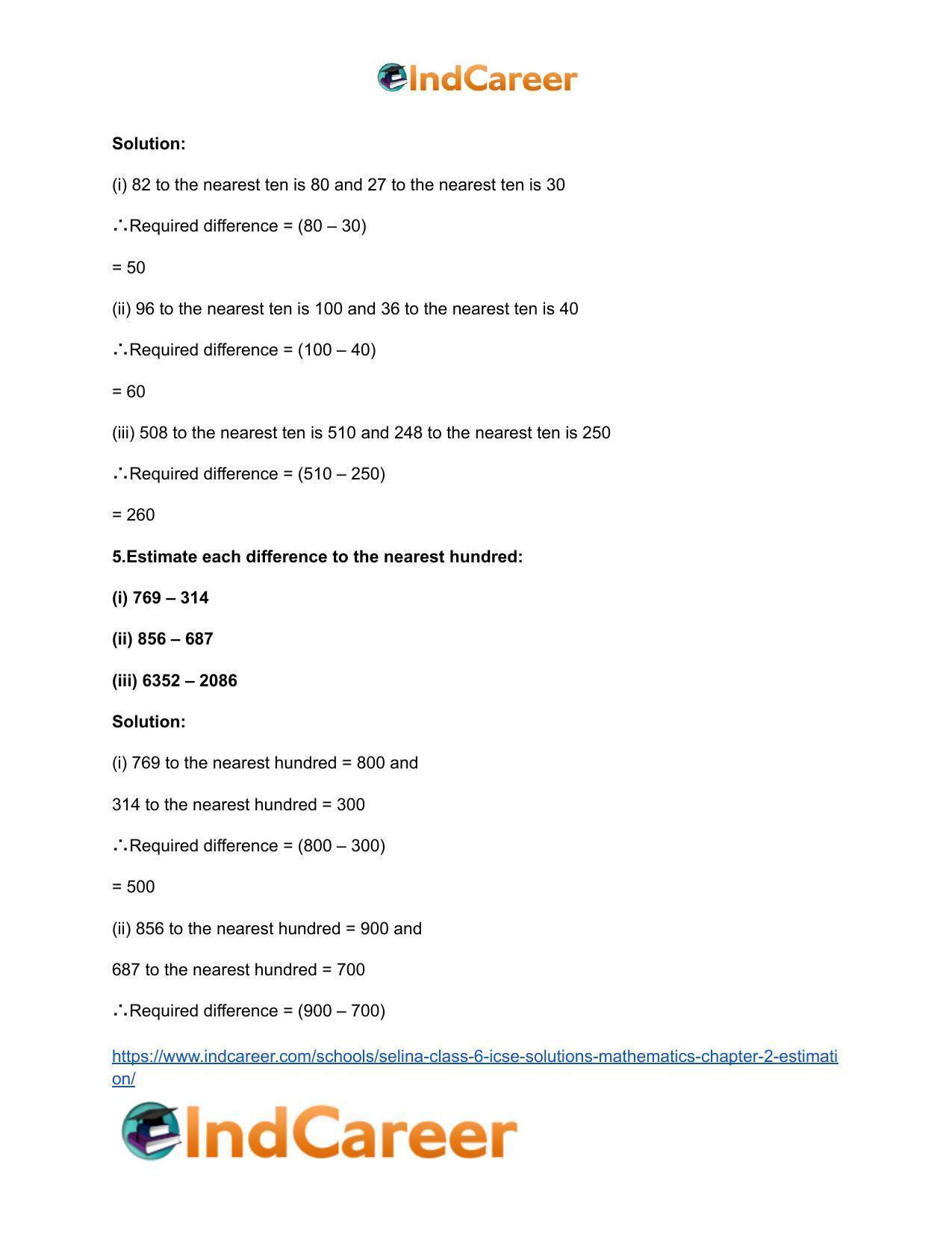 Selina Class 6 ICSE Solutions Mathematics : Chapter 2- Estimation - Page 21