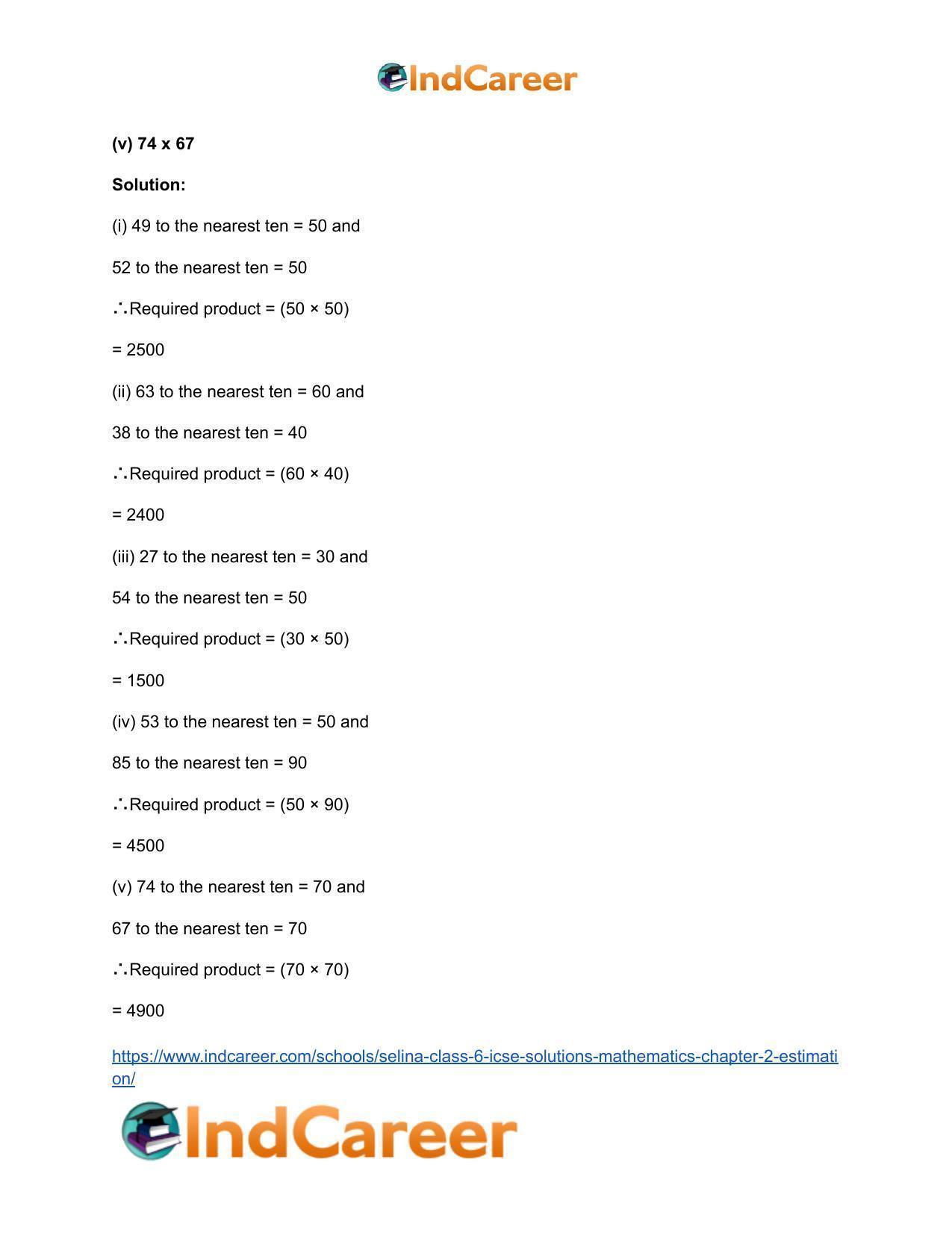 Selina Class 6 ICSE Solutions Mathematics : Chapter 2- Estimation - Page 23