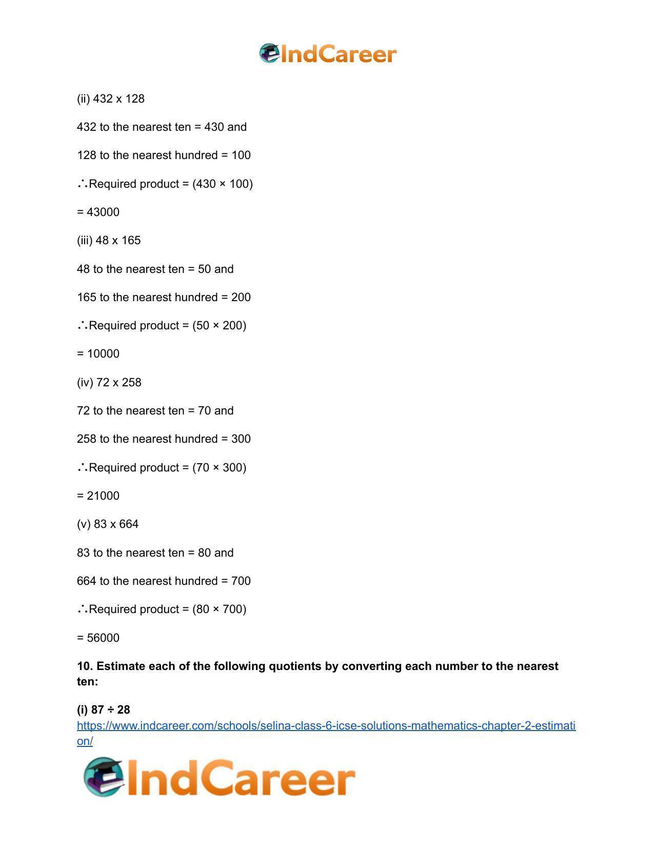 Selina Class 6 ICSE Solutions Mathematics : Chapter 2- Estimation - Page 26