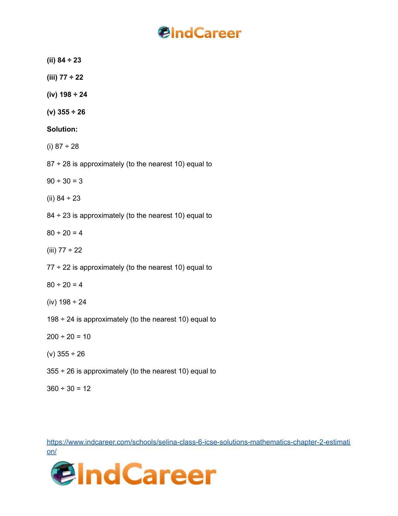 Selina Class 6 ICSE Solutions Mathematics : Chapter 2- Estimation - Page 27