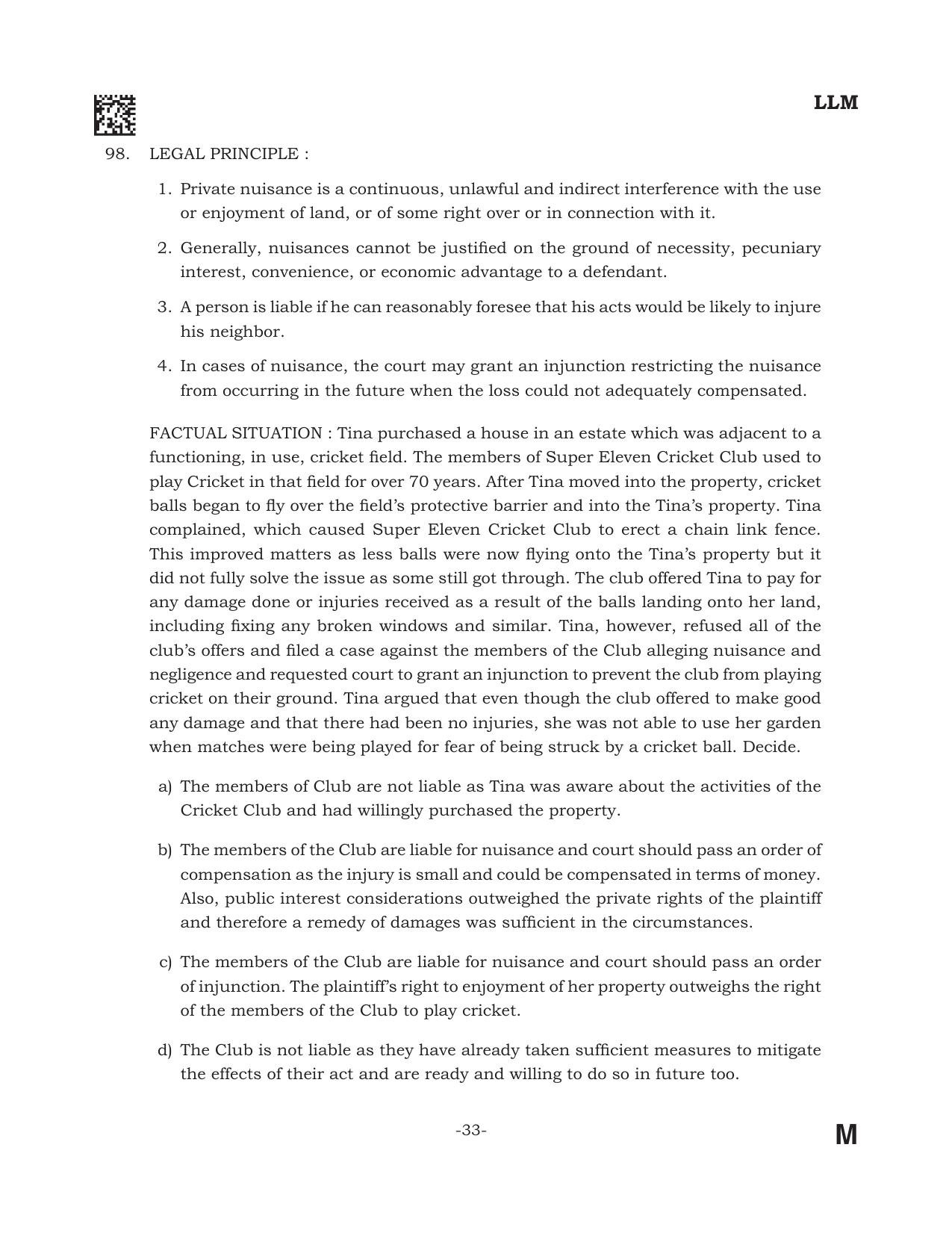 AILET 2022 Question Paper for LL.M - Page 33