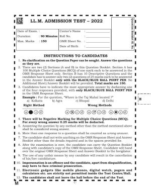 AILET 2022 Question Paper for LL.M